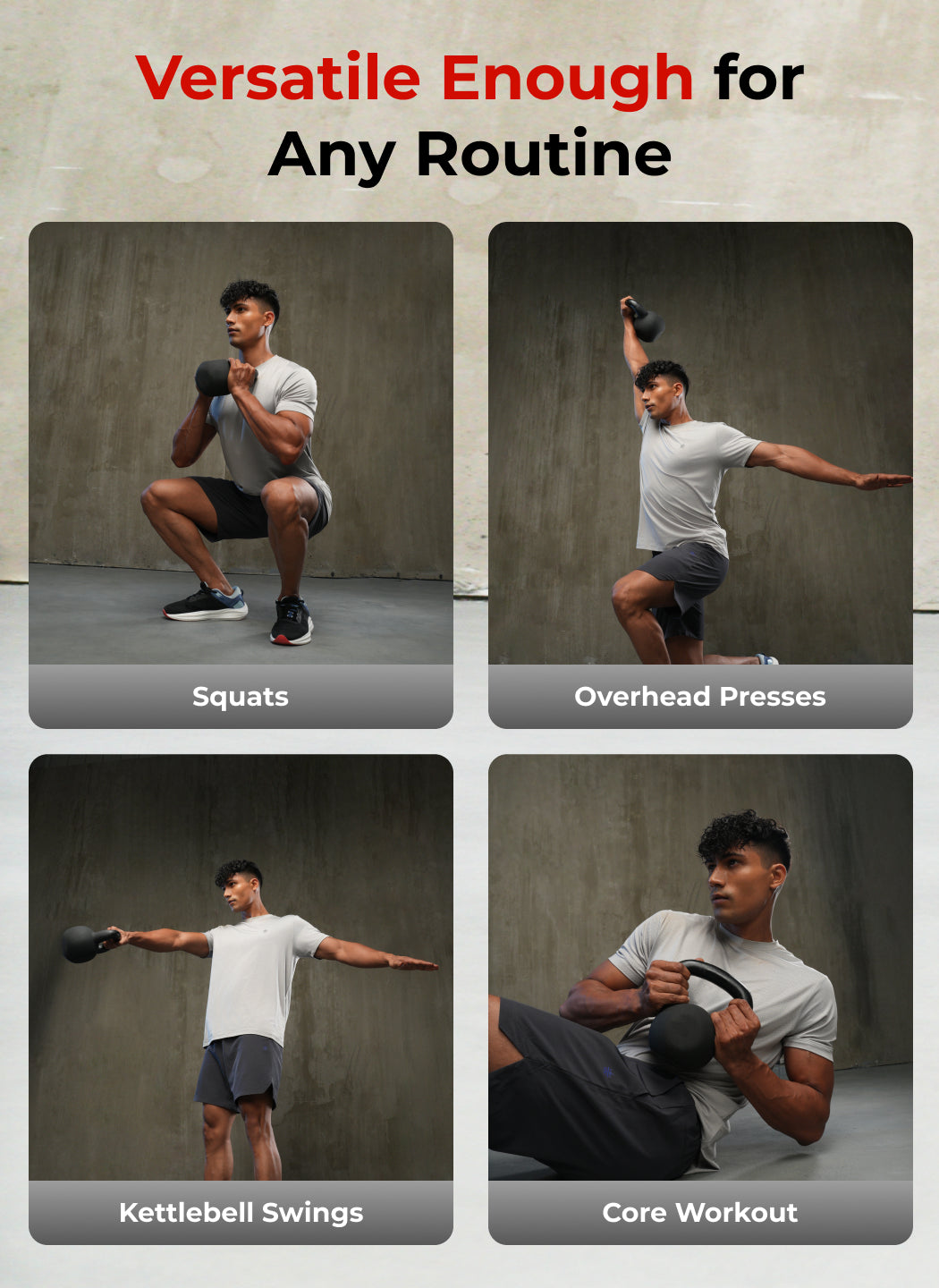 Cult 6kg Neoprene Anti-Slip Grip Kettlebell for Home Workout - Black