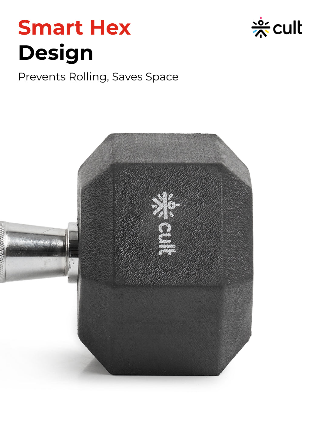Cult 10Kg Hex Dumbbells For Home & Gym Exercises, Set of 2, (Black)