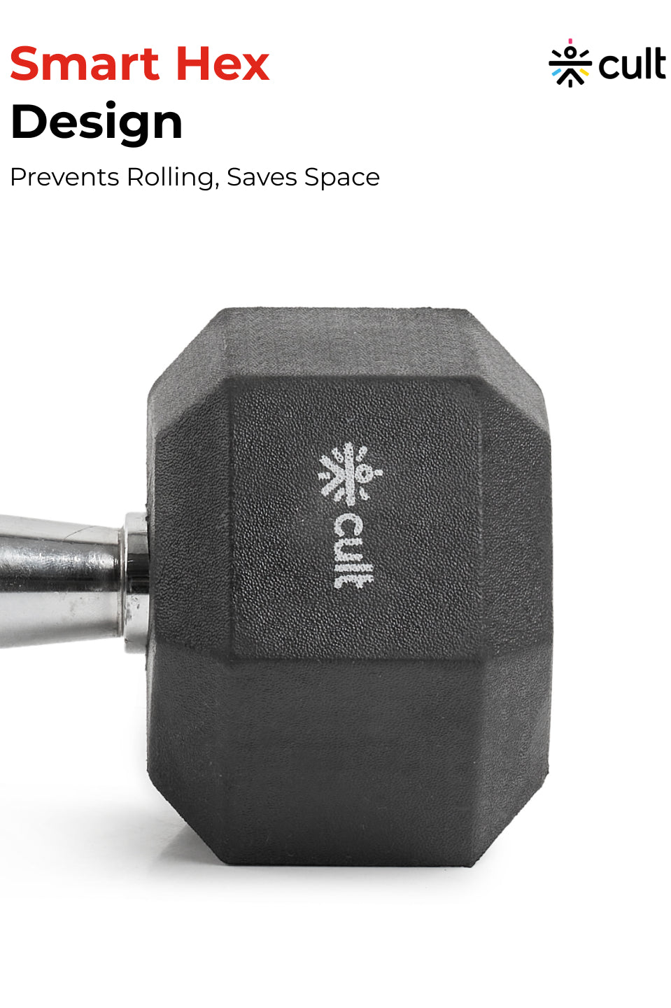 Cult 10Kg Hex Dumbbells For Home & Gym Exercises, Set of 2, (Black)