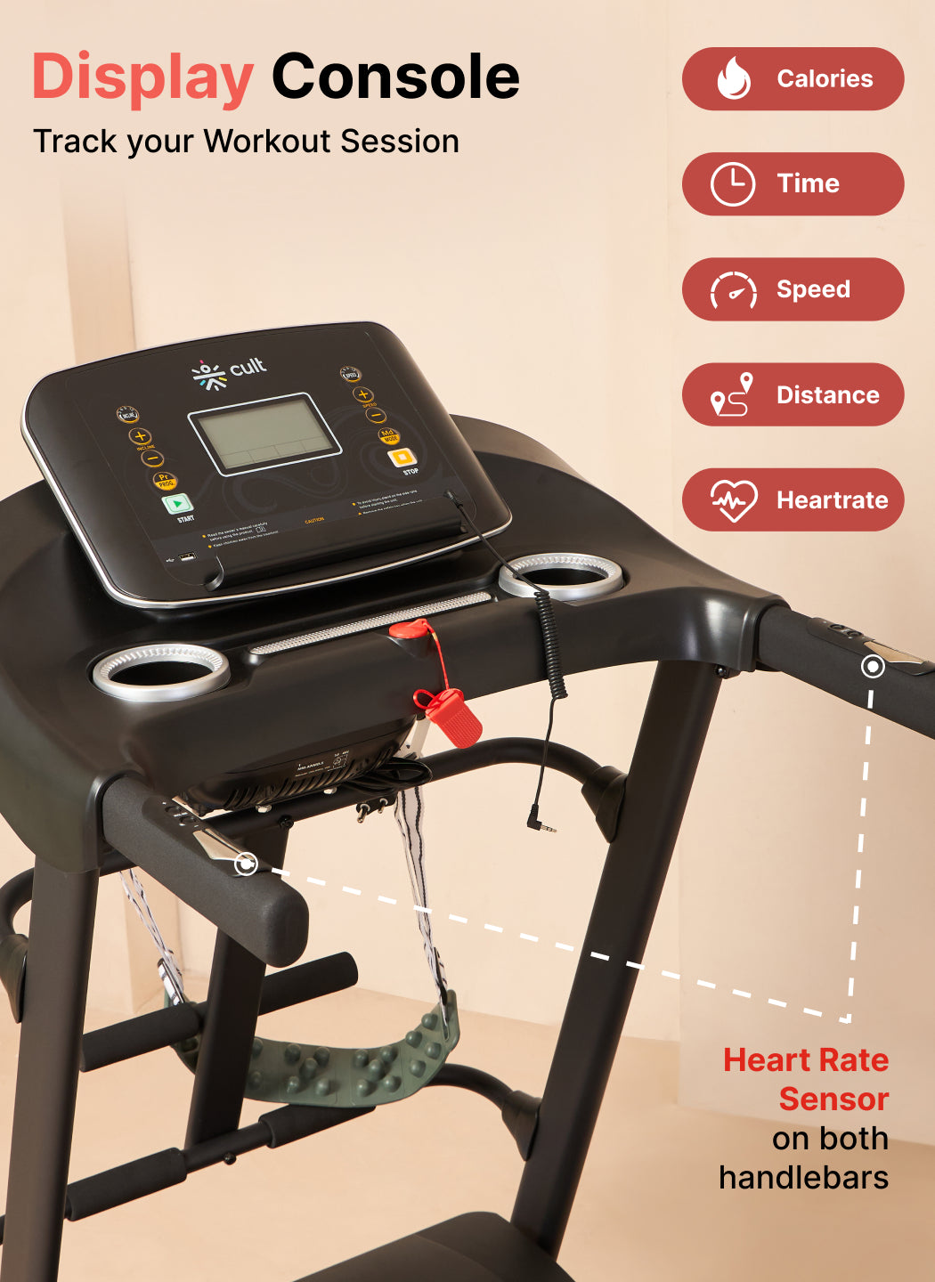 Cultrun M4 4HP Peak Treadmill | 15-level Auto-Incline & Massager | Max Weight-120kg | Max Speed-14.8kmph (with 6 Months Extended Warranty)