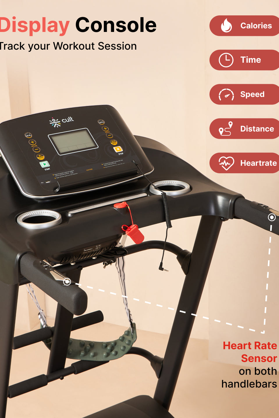 Cultrun M4 4HP Peak Treadmill | 15-level Auto-Incline & Massager | Max Weight-120kg | Max Speed-14.8kmph (with 6 Months Extended Warranty)