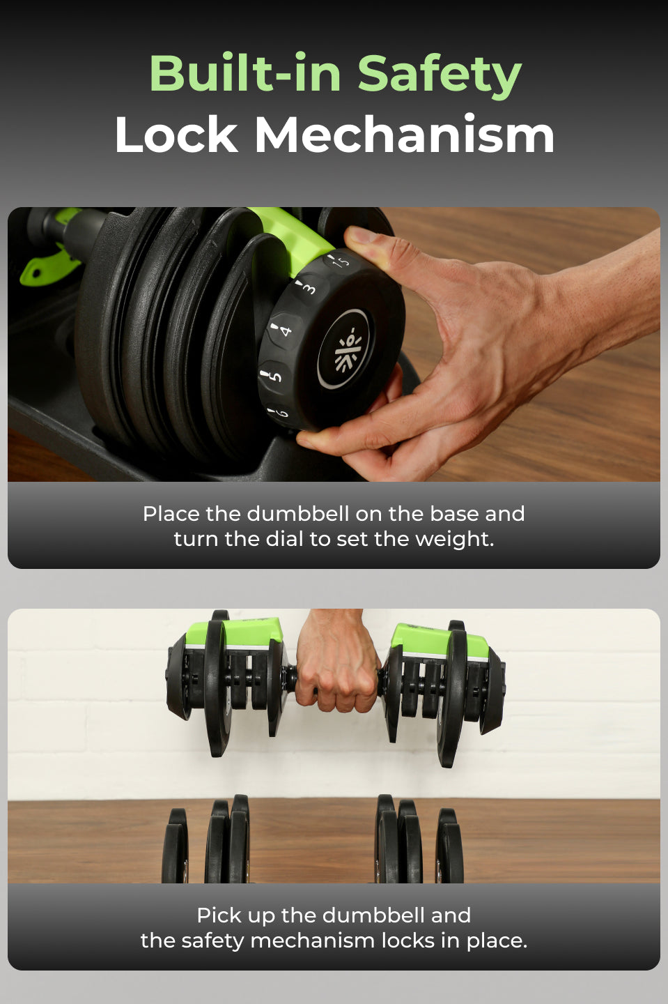 Cult 16kg Adjustable Dumbbell | 12 Weight Options (1.5kg-16kg) | Quick Weight Adjustment Dial | Non-Slip Compact Home Gym Dumbbell - Black