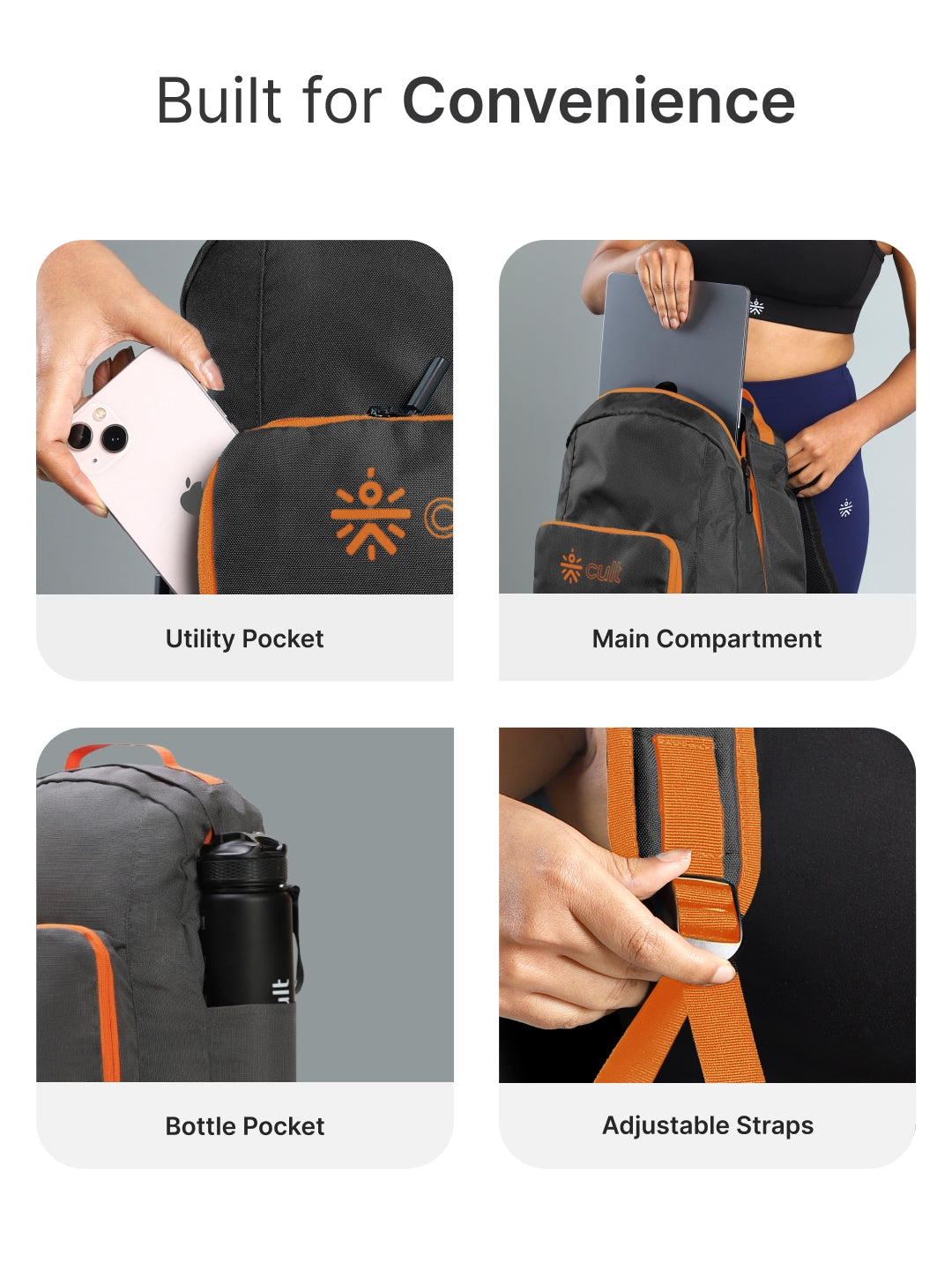 cult Foldable Backpack 25L Grey