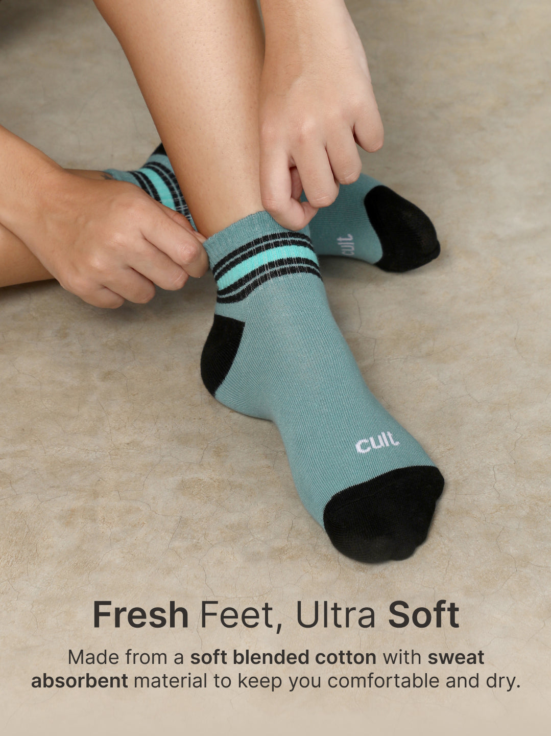 Sports Ankle Length Pack of 3 Olive,Teal & Maroon Patterned Women's Socks