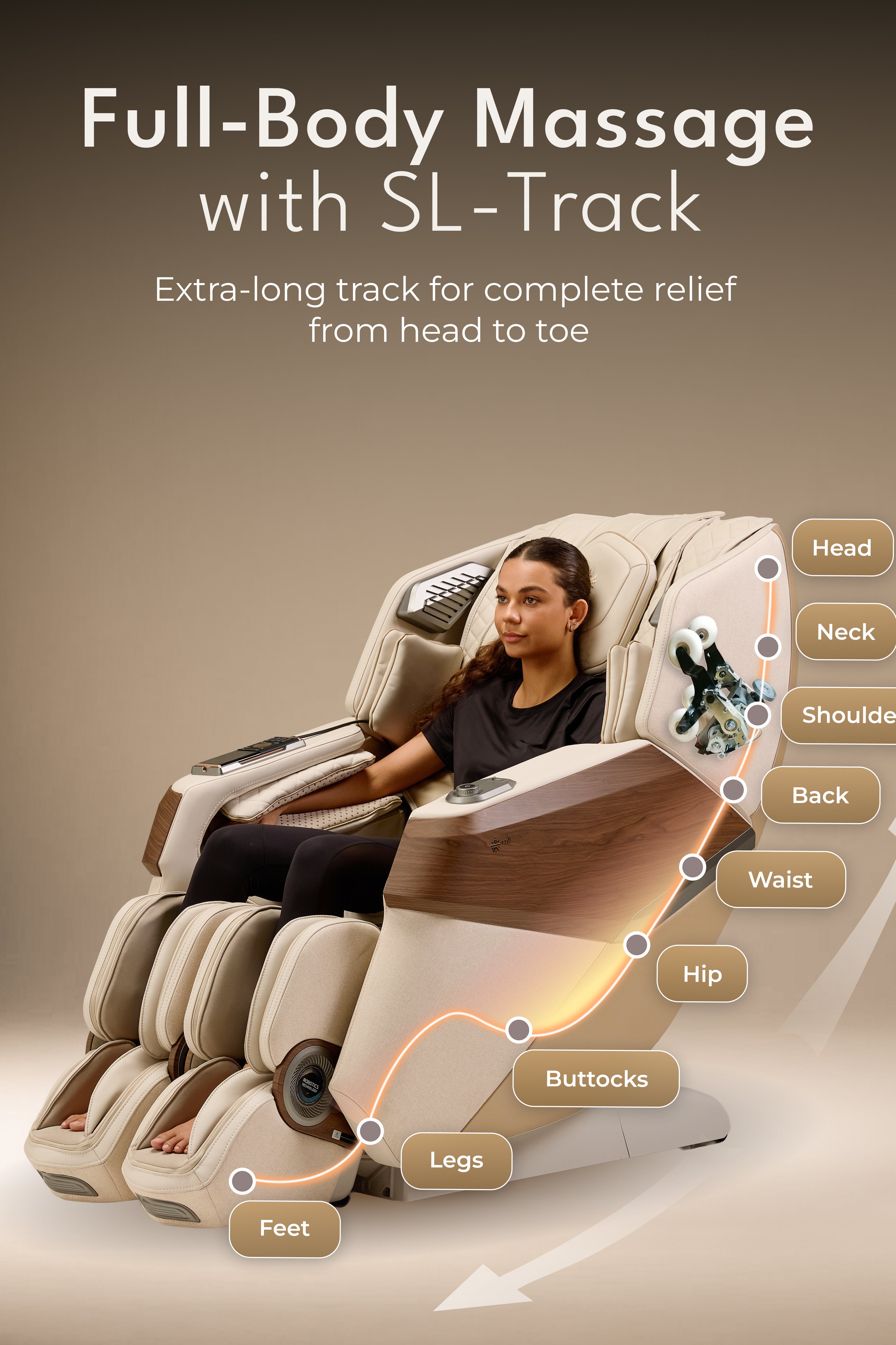 CULT Riviera Advanced 4D Massage Chair with Rovo Walking Technology | Extended SL Track | Zero Gravity | 23 Auto Modes | 6 Massage Techniques | Back & Leg Heating