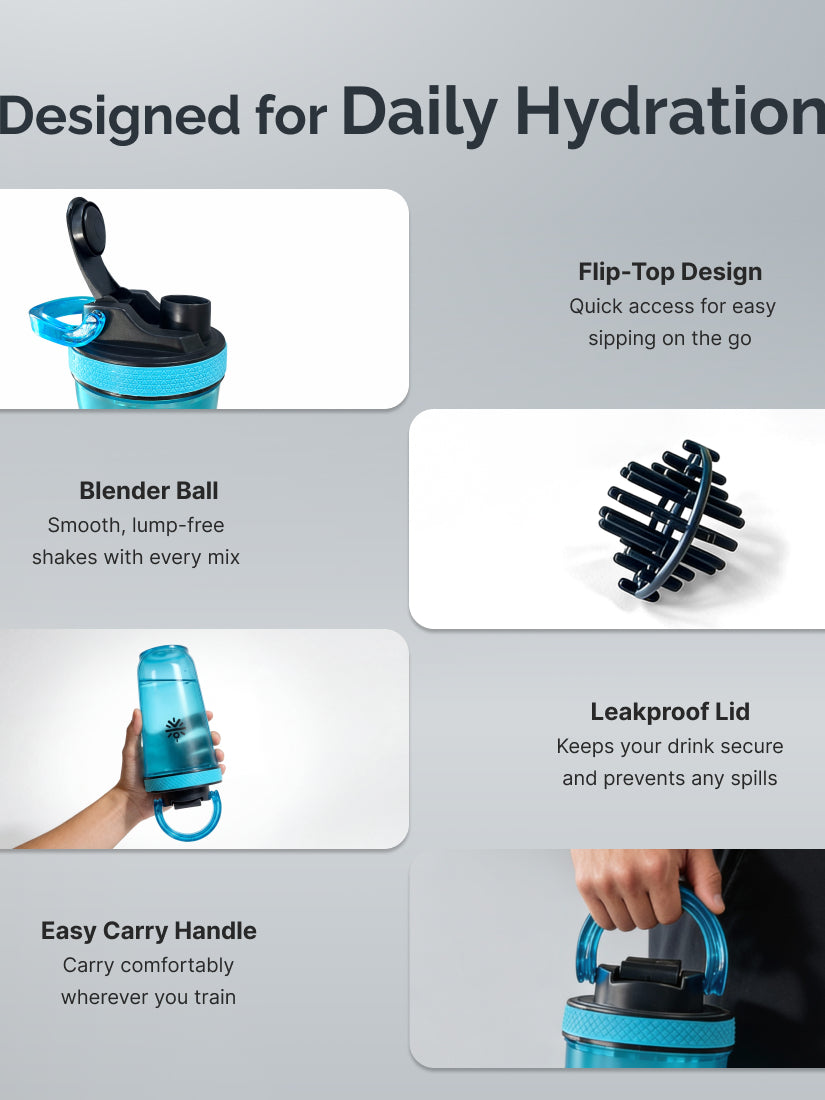 CULT FrostBlend Shaker Bottle 500 ml, BPA-Free Leak-Proof Multipurpose Shaker for Protein & Gym Blue