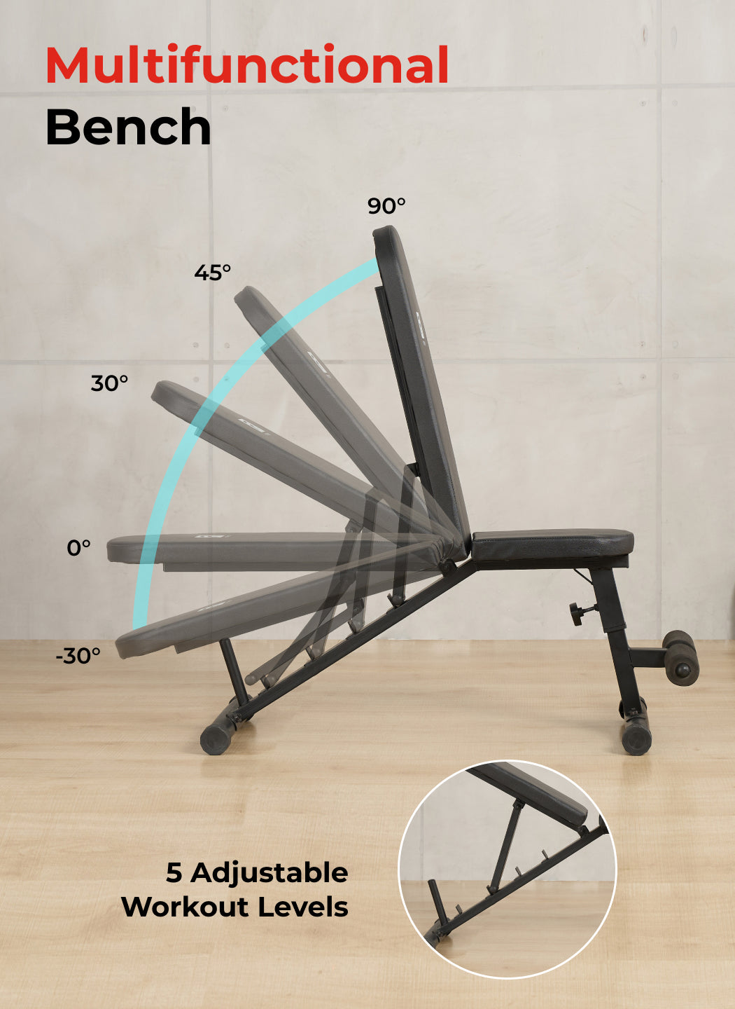FITKIT by Cult Adjustable Bench for Home Workout with Leg Support | 350kg Weight Capacity