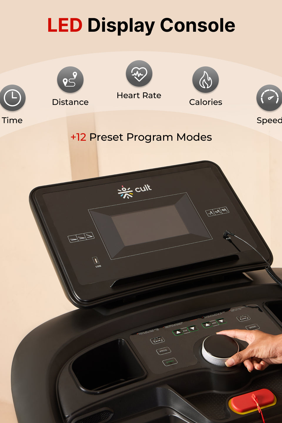 Cultrun M6 Nova 6 HP Peak Treadmill | 15-level Auto-Incline & Massager | Max Weight-140kg | Max Speed-18kmph (with 6 Months Extended Warranty)