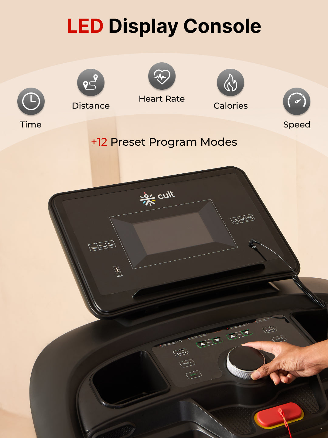 Cultrun M6 Nova 6 HP Peak Treadmill | 15-level Auto-Incline & Massager | Max Weight-140kg | Max Speed-18kmph (with 6 Months Extended Warranty)