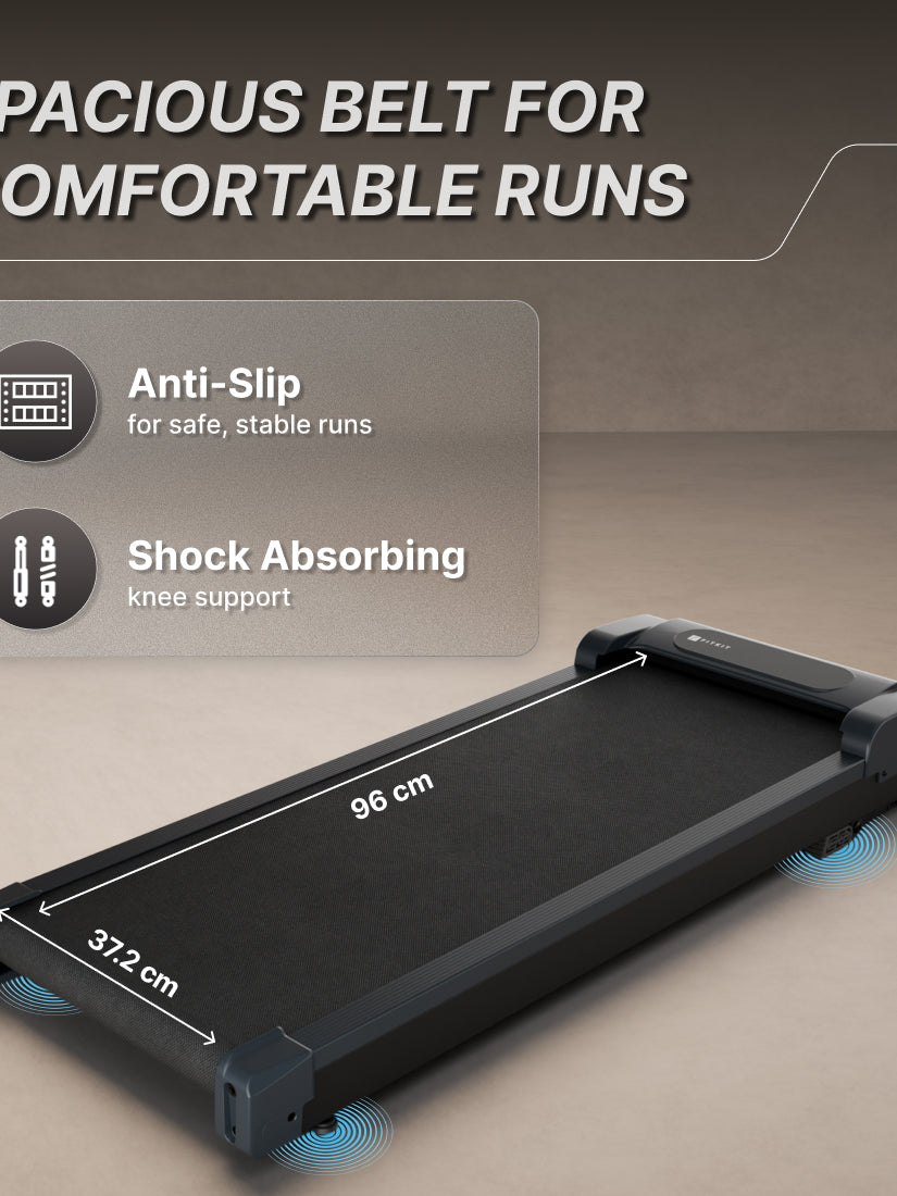 Fitkit by Cult Walking Pad Neo Grey (BLDC 3.5HP Peak Power) Compact & Under Desk BLDC Motor Treadmill | Max Weight: 120kg | Home use with Remote Control (with 6 Months Extended Warranty)