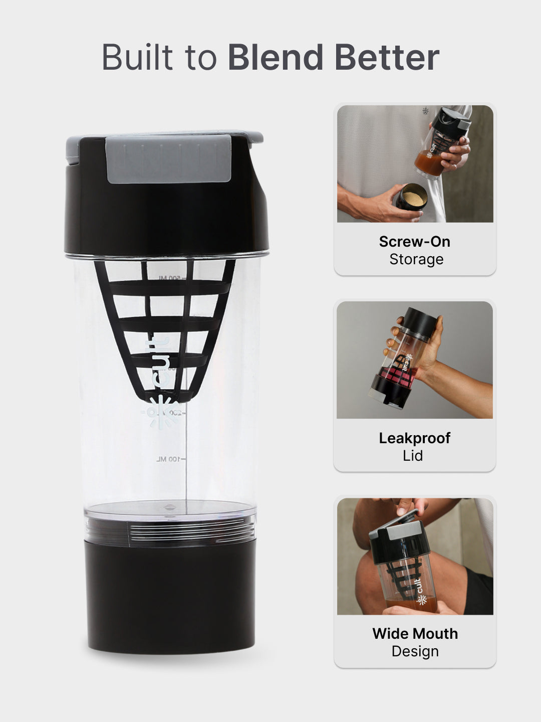 cult Cyclone Shaker 500ML Unisex Black Grey