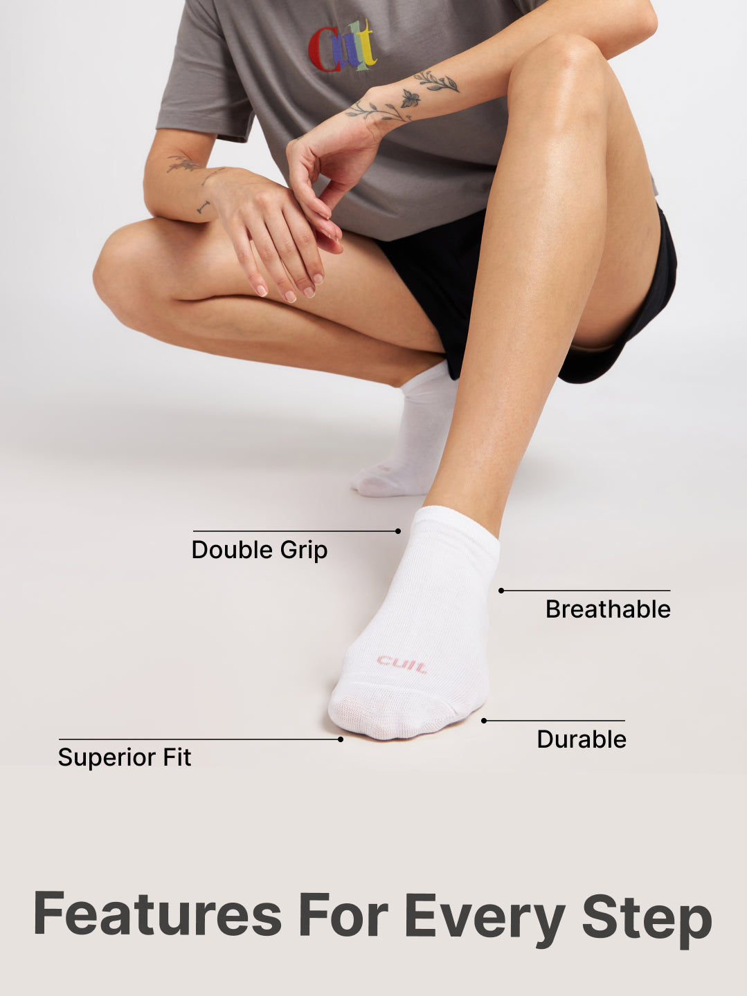 Casual Low Ankle Cotton White,Black & Grey Pack of 3 Women