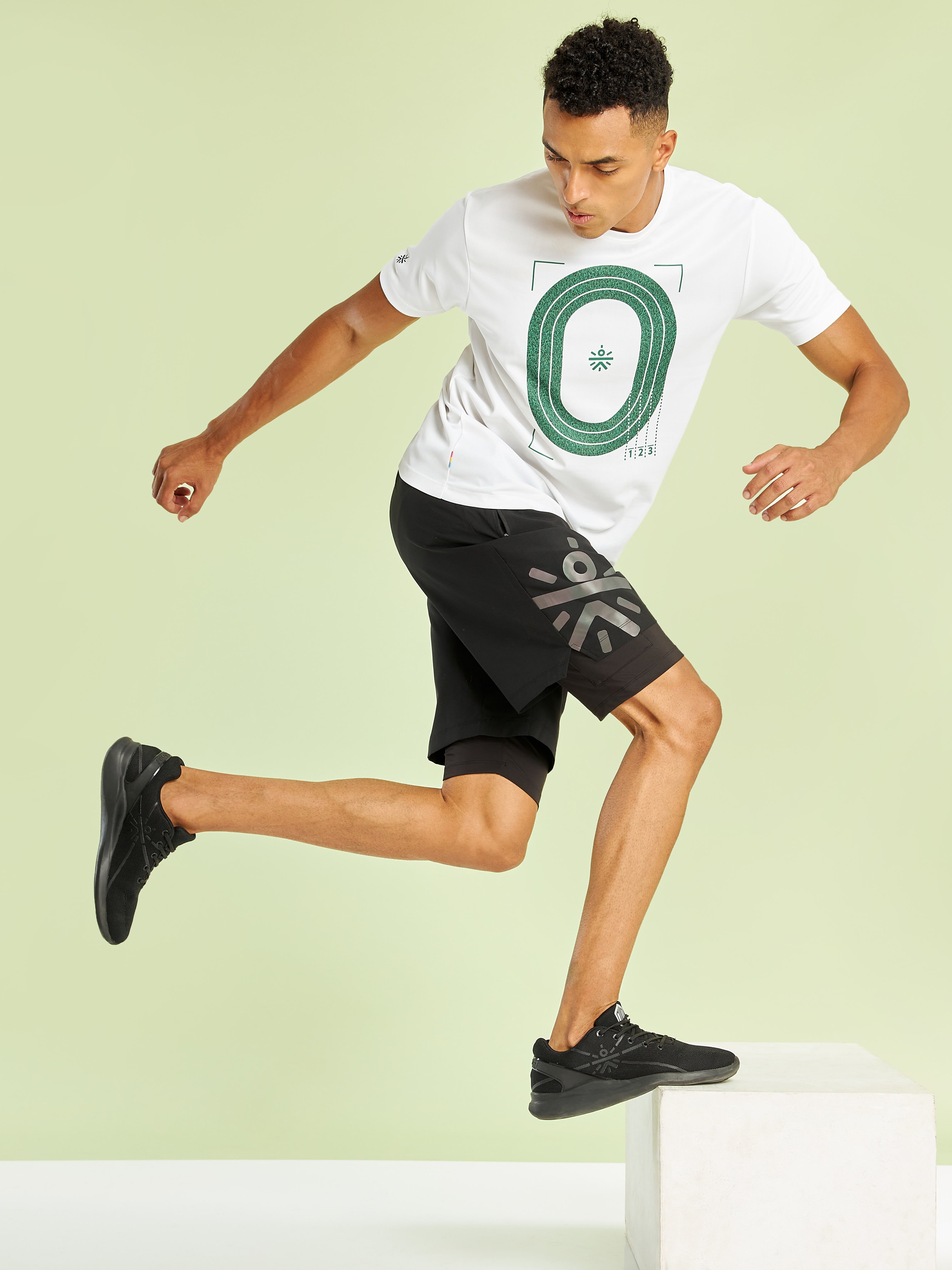 Graphic Running Shorts with Inner Tights