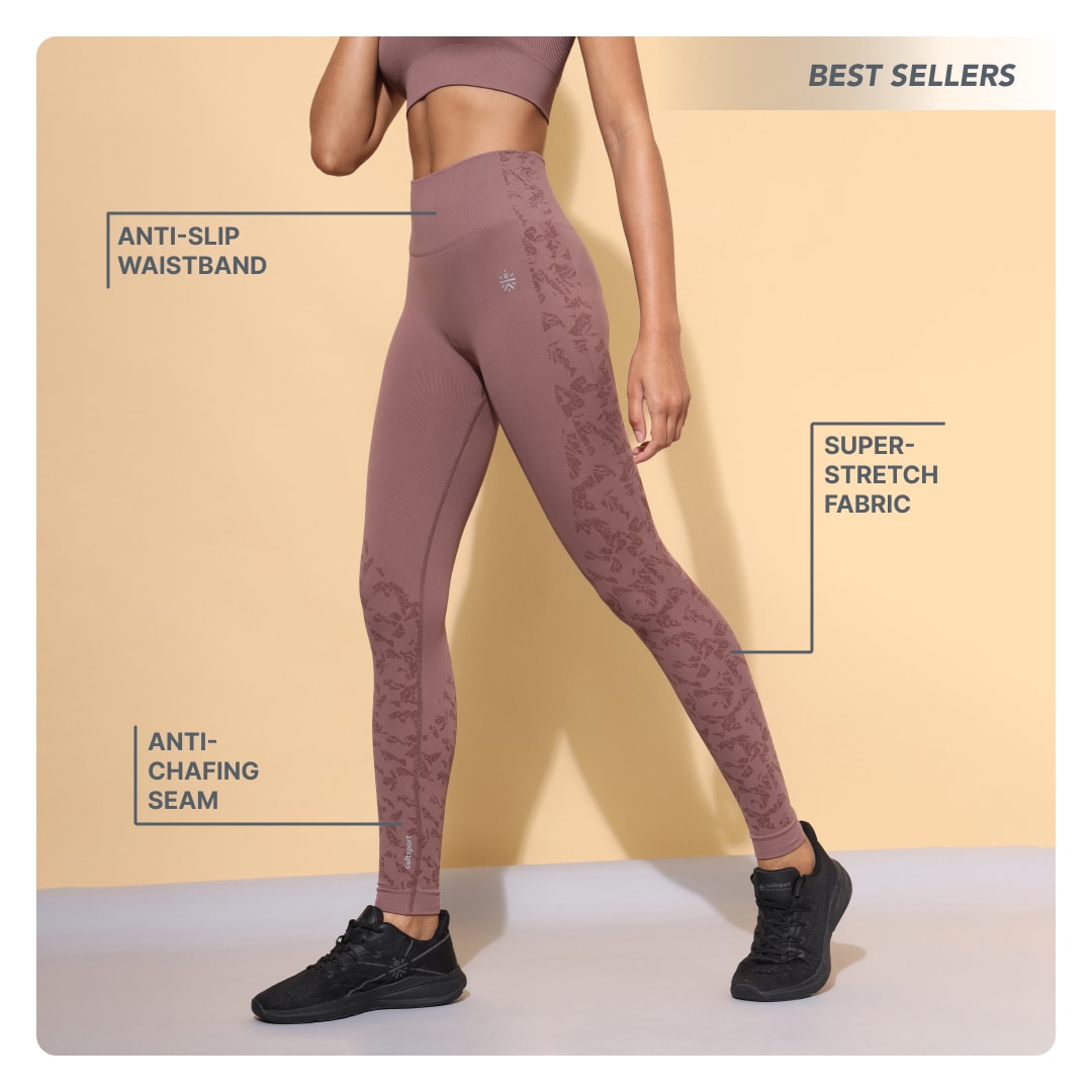 Brown Seamless Jacquard Tights