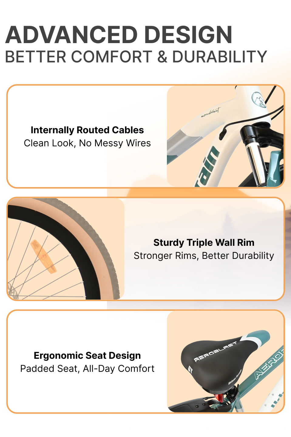 Aeroblast Mountain Bike Alloy Frame 21 Speed Cycle 29 inch With Front Suspension, Triple Wall Rim and Dual Disc Brakes, Ideal For 5.6 ft to 6 ft & above, 15+ Years, Unisex (WhiteBlue)