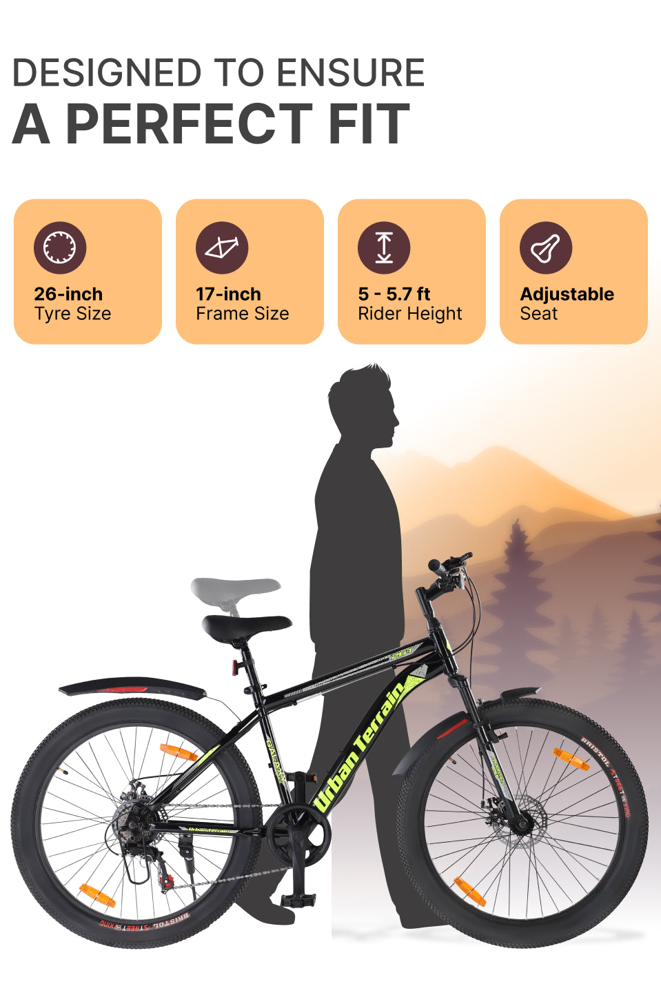 Galaxy Max Mountain Bike Steel 7 Speed Cycle 26 inch Tyre, Green With Front Suspension, Single Wall Rim and Dual Disc Brakes Ideal For 5 ft to 5.7 ft, Free Trainer Sessions and Cycling Event