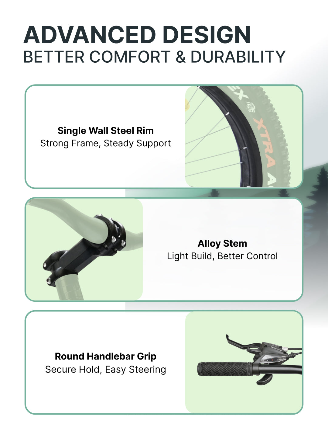 Rogue Mountain Bike Steel 21 Speed Cycle 26 inch Fat Tyre, Black With Front Suspension, Single Wall Rim and Dual Disc Brakes, Ideal For 5 ft to 5.7 ft, Free Trainer Sessions and Cycling Event