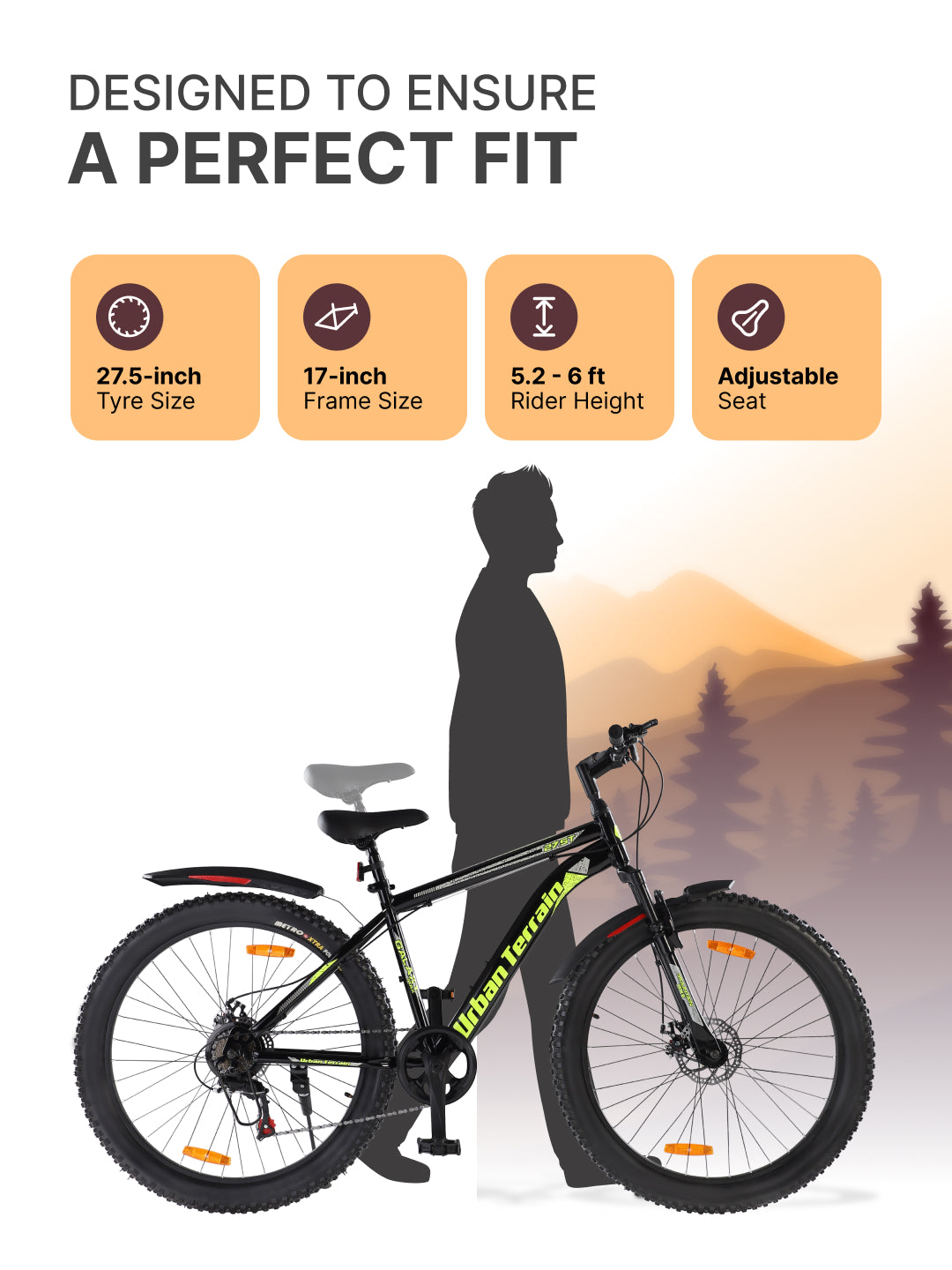 Galaxy Max Mountain Bike Steel 7 Speed Cycle 27.5 inch Tyre, Green With Front Suspension, Single Wall Rim and Dual Disc Brakes Ideal For 5.2 ft to 6 ft