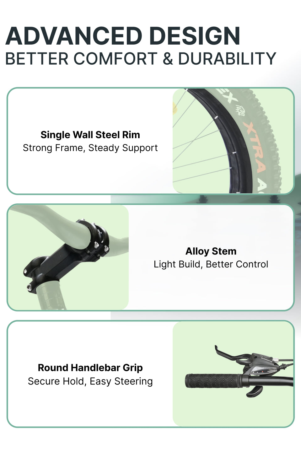 Rogue Mountain Bike Steel 21 Speed Cycle 26 inch Fat Tyre, Grey With Front Suspension, Single Wall Rim and Dual Disc Brakes, Ideal For 5 ft to 5.7 ft