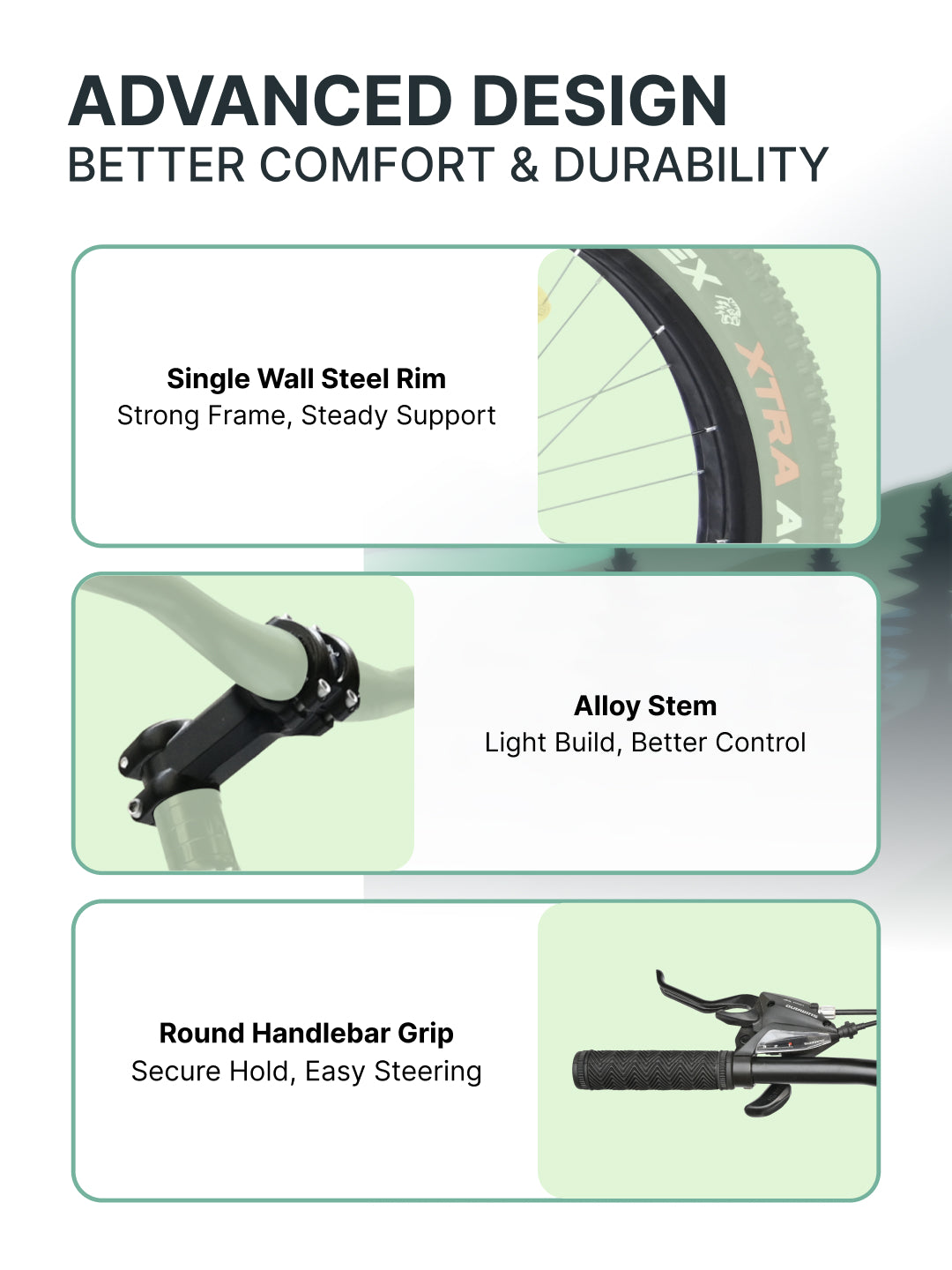 Rogue Mountain Bike Steel 21 Speed Cycle 26 inch Fat Tyre, Grey With Front Suspension, Single Wall Rim and Dual Disc Brakes, Ideal For 5 ft to 5.7 ft