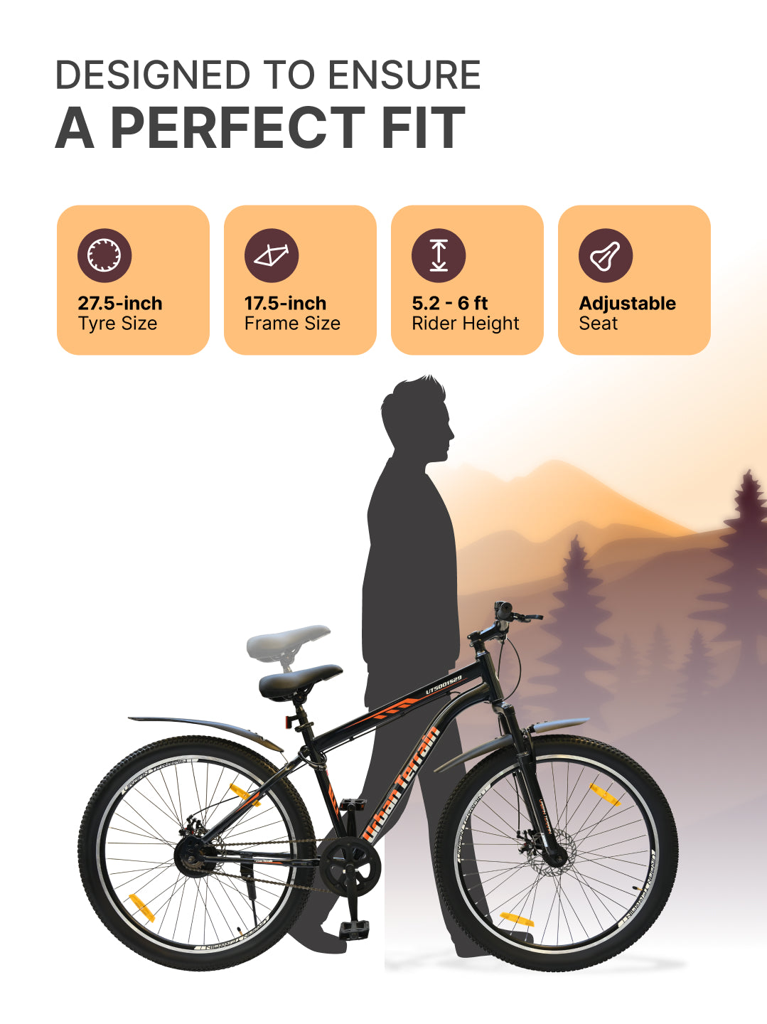 UT5001S29ACC Mountain Cycle Steel Single Speed 29 inch with Dual Disc Brakes, Front Suspension, Double Wall Alloy Rim, Bell & Lock, Black