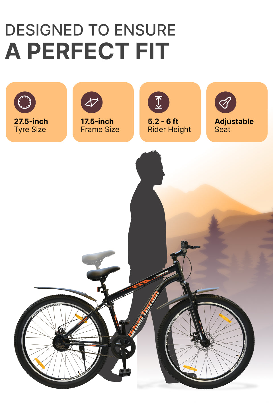 UT5001S29ACC Mountain Cycle Steel Single Speed 29 inch with Dual Disc Brakes, Front Suspension, Double Wall Alloy Rim, Bell & Lock, Black