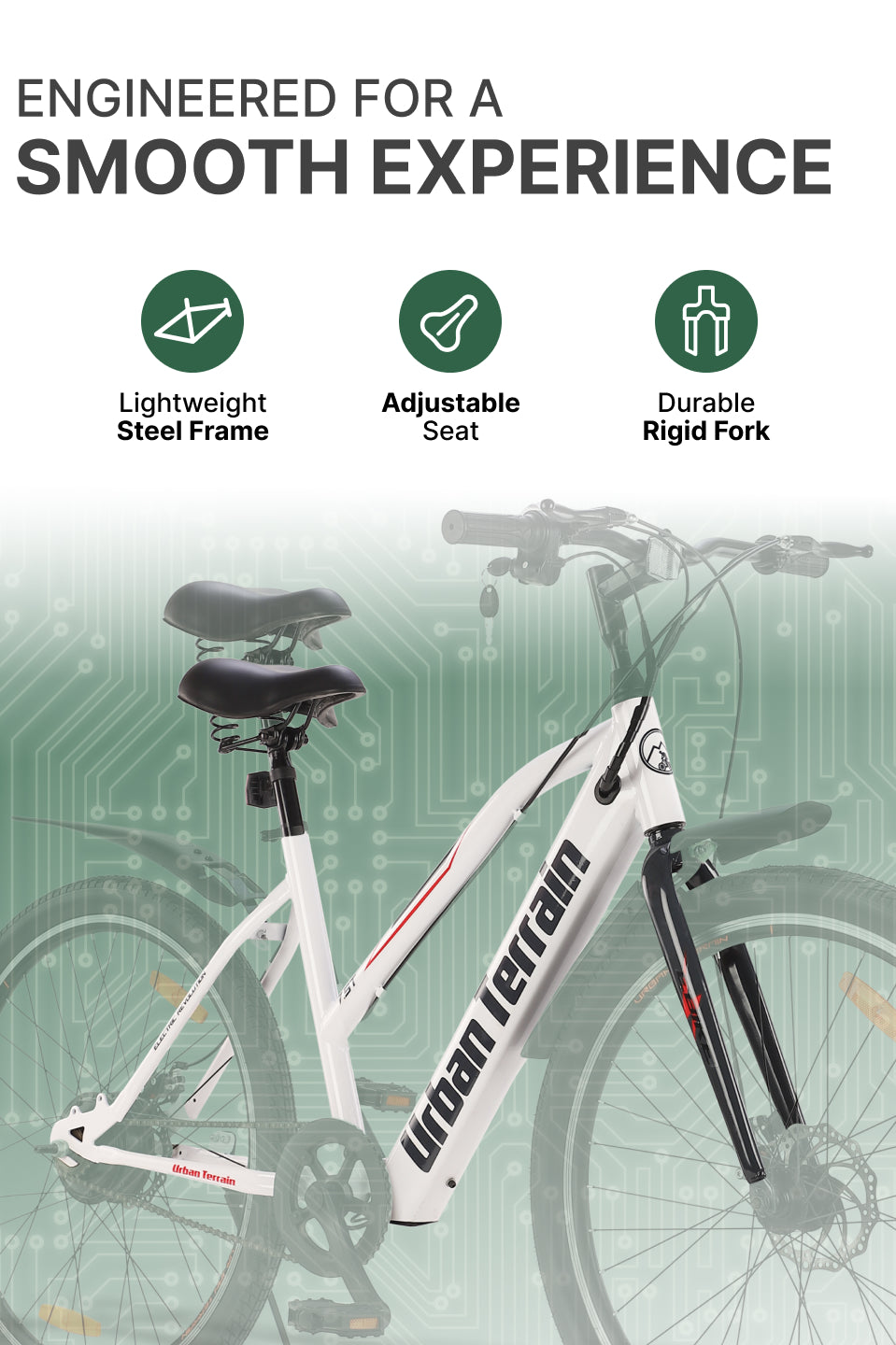 BOLTON27.5TWHITE with 3.5 hrs Fast Charge, Cycling Event BLDC Motor 27.5 inches Single Speed Lithium-ion (Li-ion) Electric Cycle, Ideal for Unisex, 15+ Years