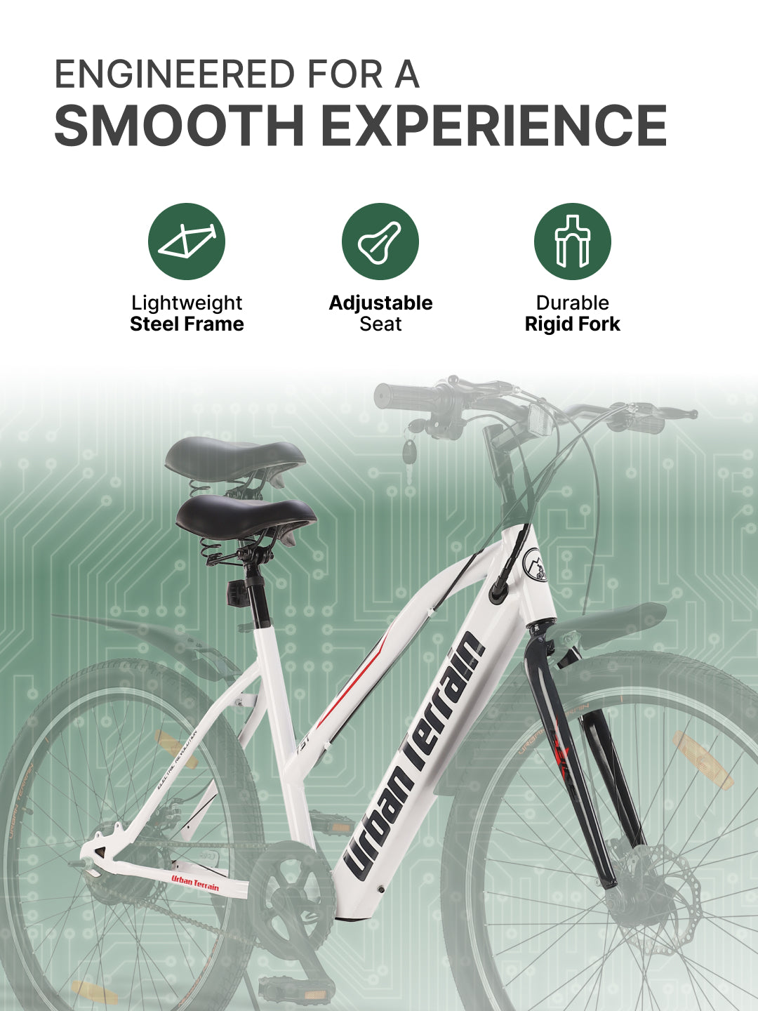 BOLTON27.5TWHITE with 3.5 hrs Fast Charge, Cycling Event BLDC Motor 27.5 inches Single Speed Lithium-ion (Li-ion) Electric Cycle, Ideal for Unisex, 15+ Years