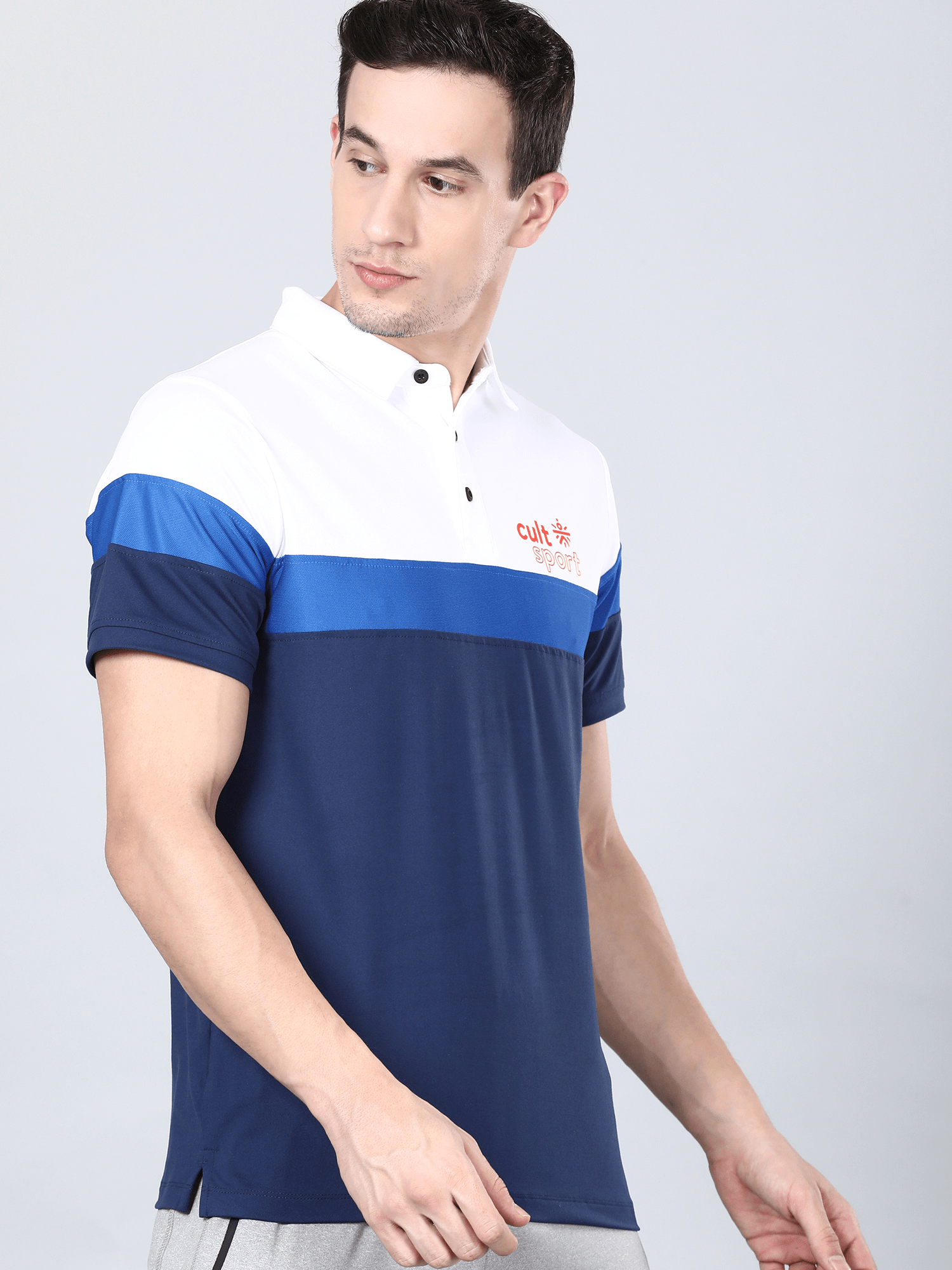 Signature Tri-tone Blue Gym Polo