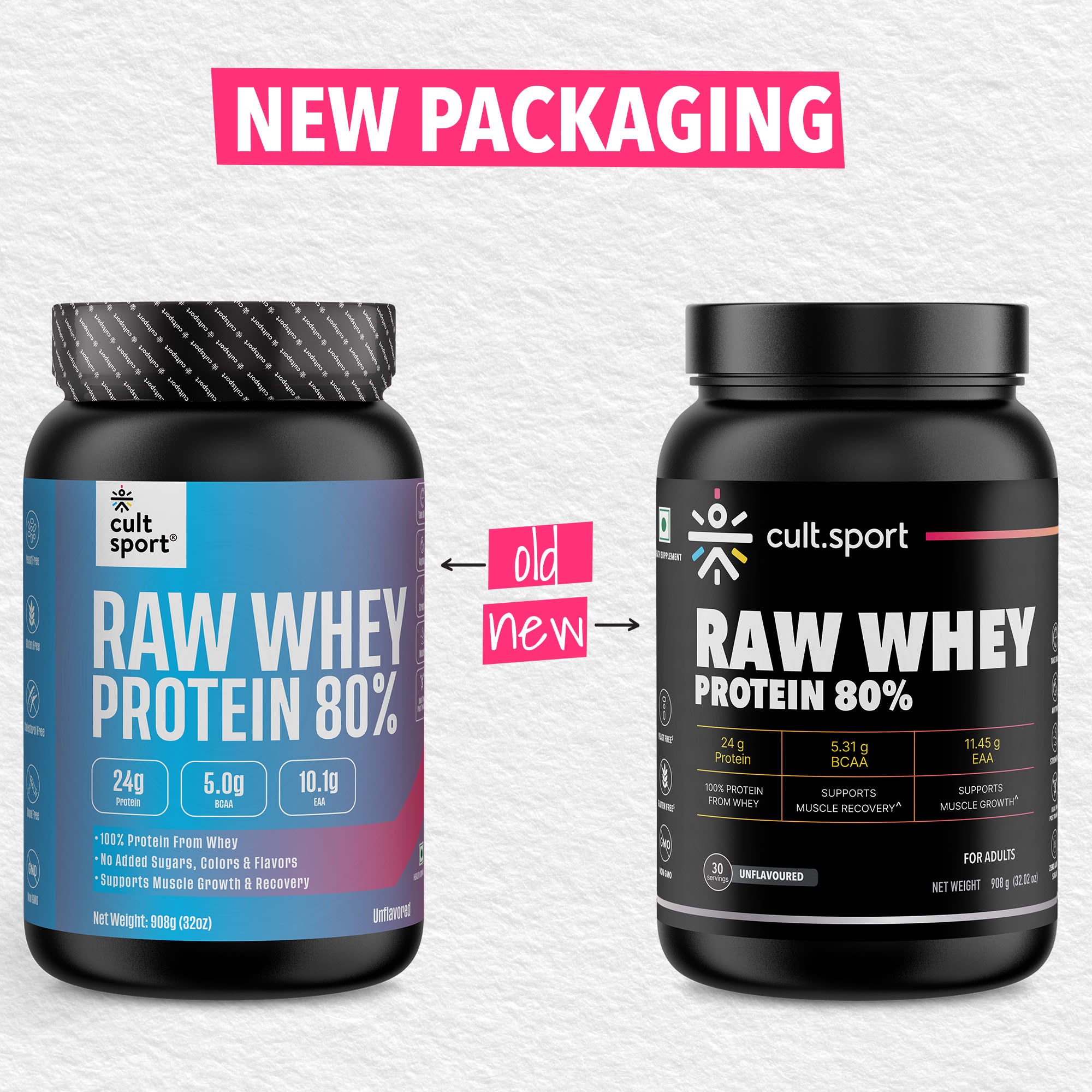 Raw Whey Protein 80% - 908g | Protein Powder for Men & Women | Reforms Strength, Muscle Growth & Recovery | 24g Protein Per Serving | Unflavoured Concentrate