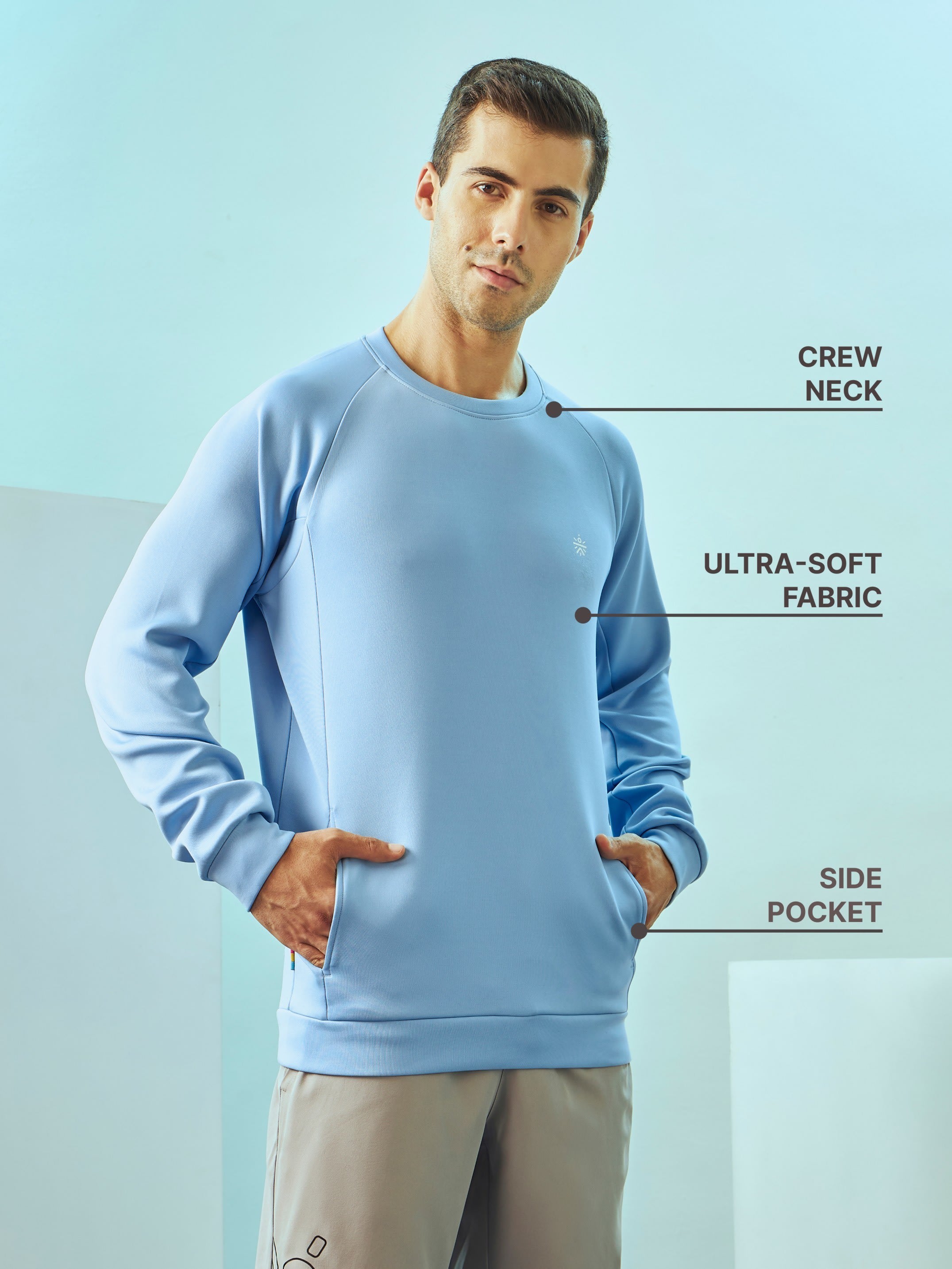 Raglan Sleeve Sweatshirt with Slit Pockets