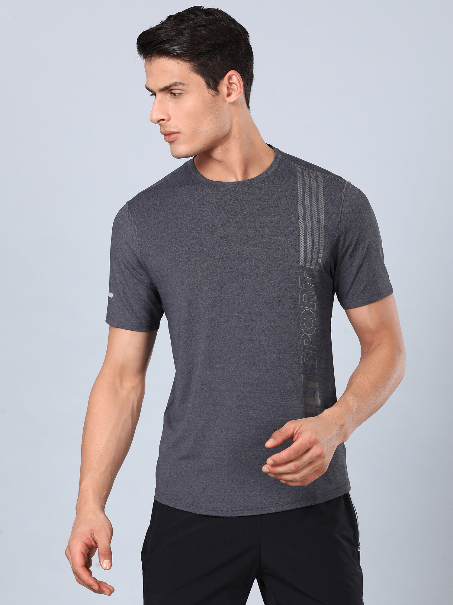 Signature Striped Slim Fit T-shirt - Charcoal