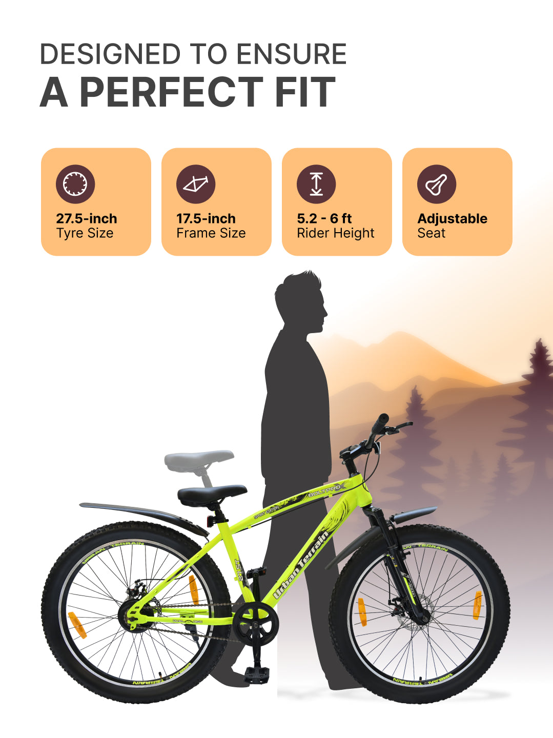 Bolt Pro Mountain Bike Steel Single Speed Cycle 27.5 inch Tyre with Dual Disc Brakes, Front Suspension, Double Wall Alloy Rim, Green