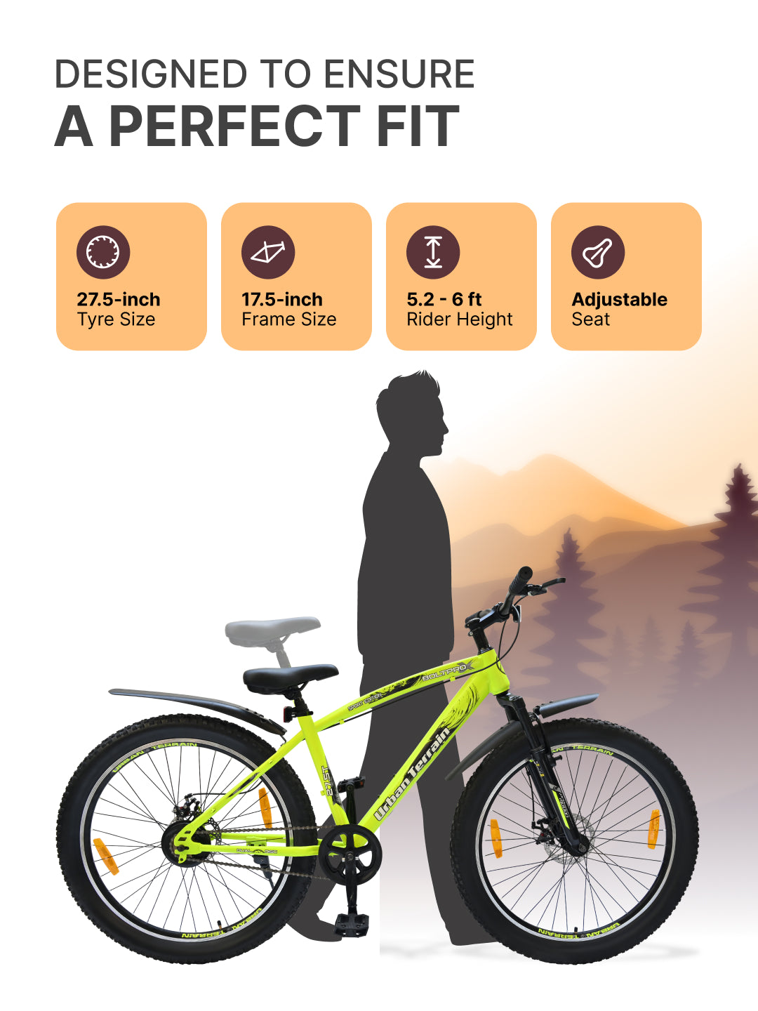 Bolt Pro Mountain Bike Steel Single Speed Cycle 27.5 inch Tyre with Dual Disc Brakes, Front Suspension, Double Wall Alloy Rim, Green
