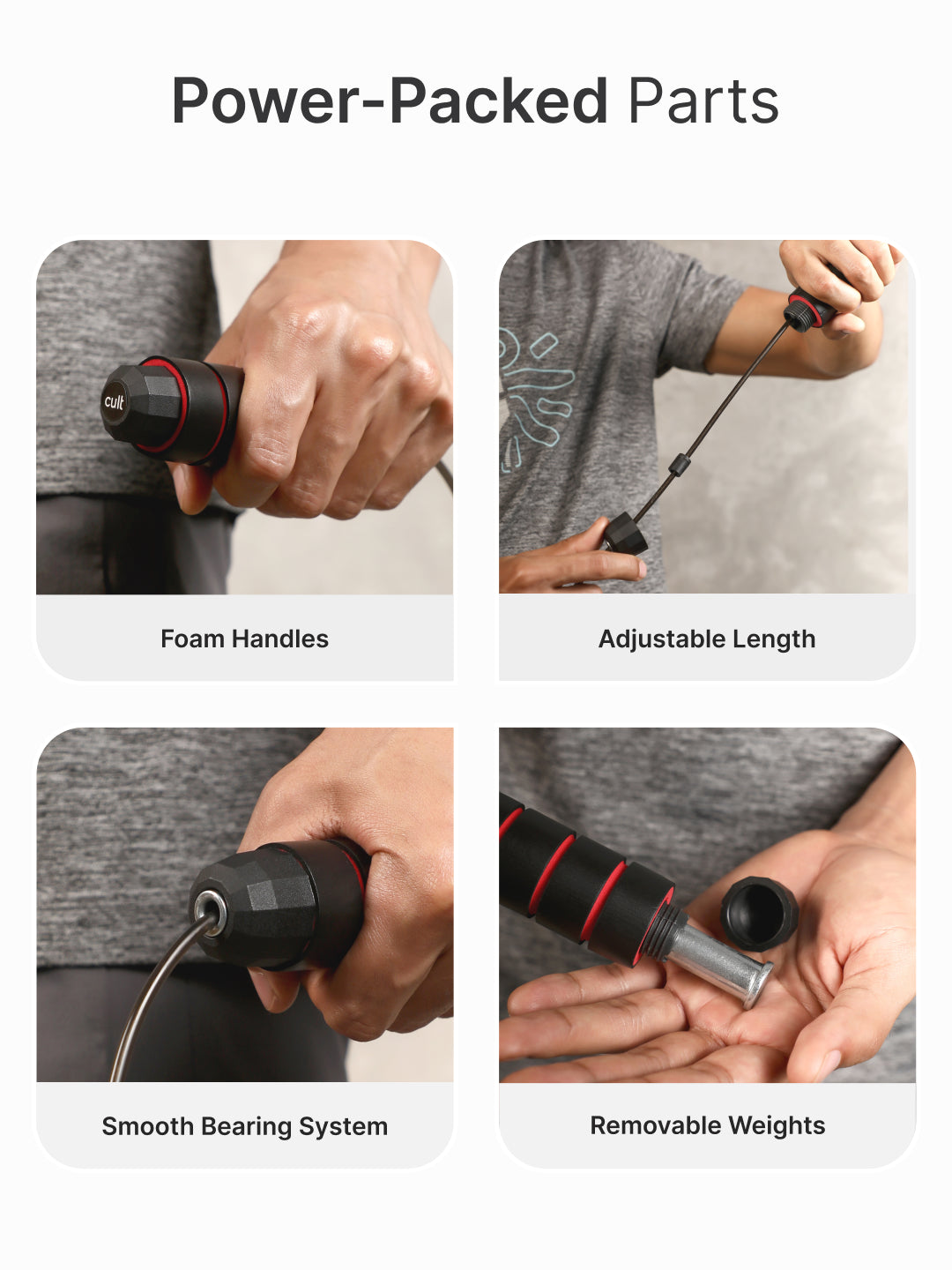 cult Adjustable Skipping Rope with weights Unisex Red