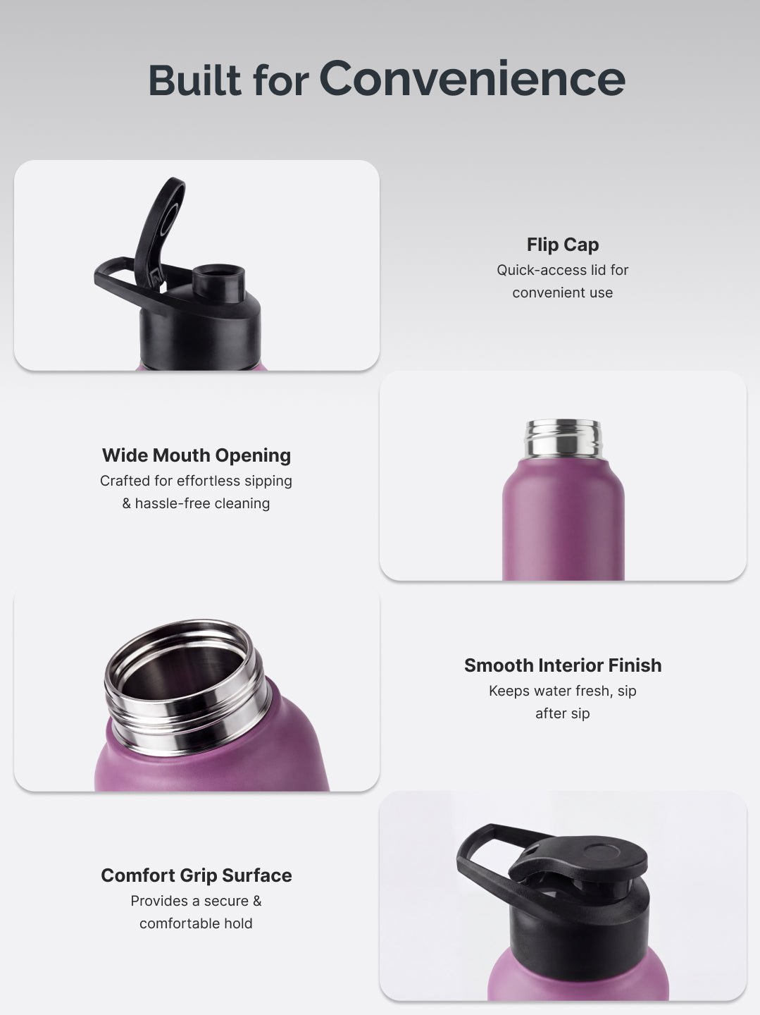 cult Steel Bottle 1Ltr With Sports Cap Purple