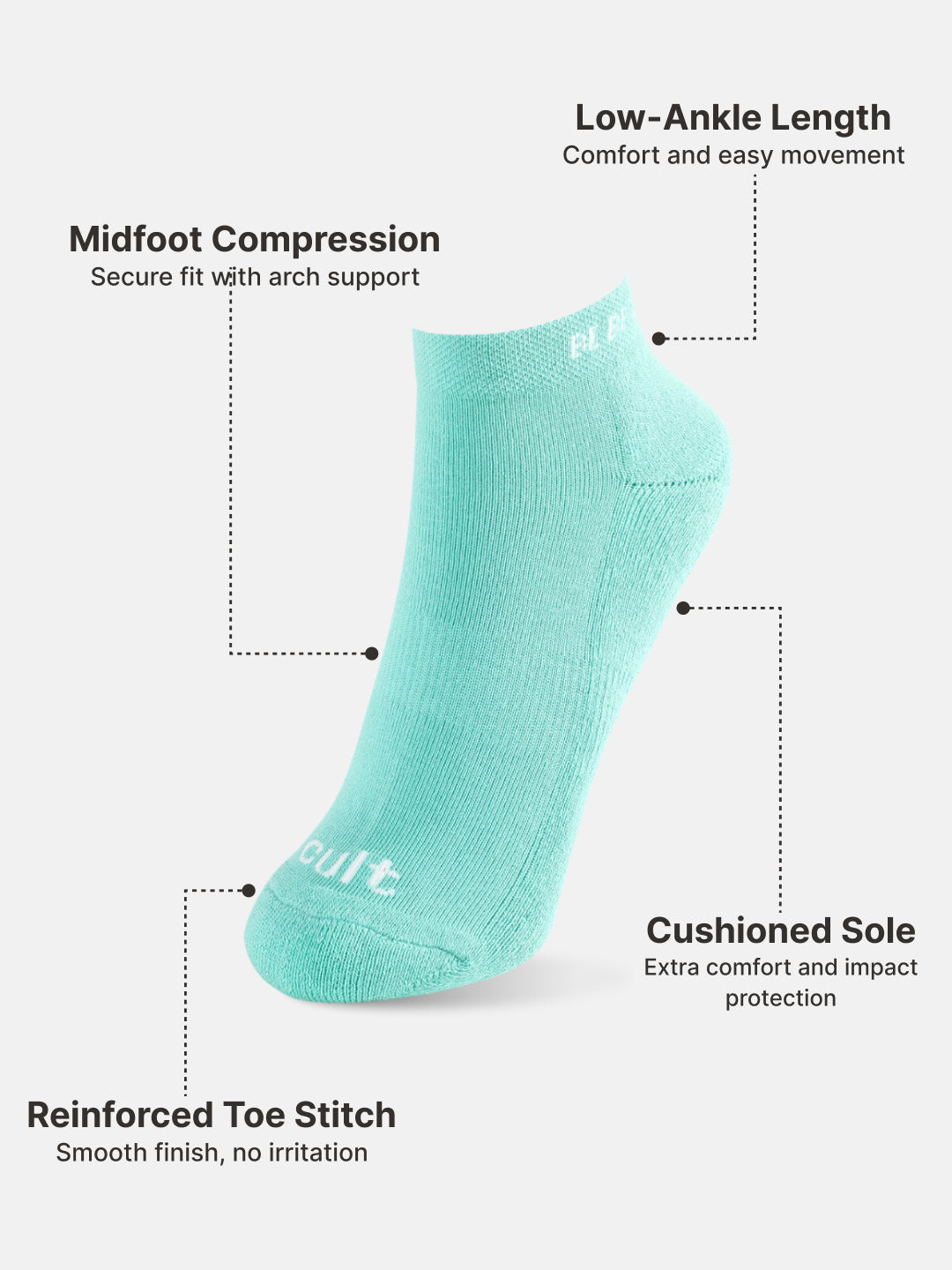 Sports Low Ankle Length Terry Pack of 3 Sea Green,White & Yellow Socks Women