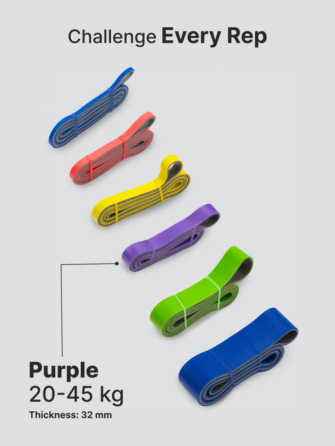 CULT Resistance Band 32MM -45-100lbs- Purple And Grey