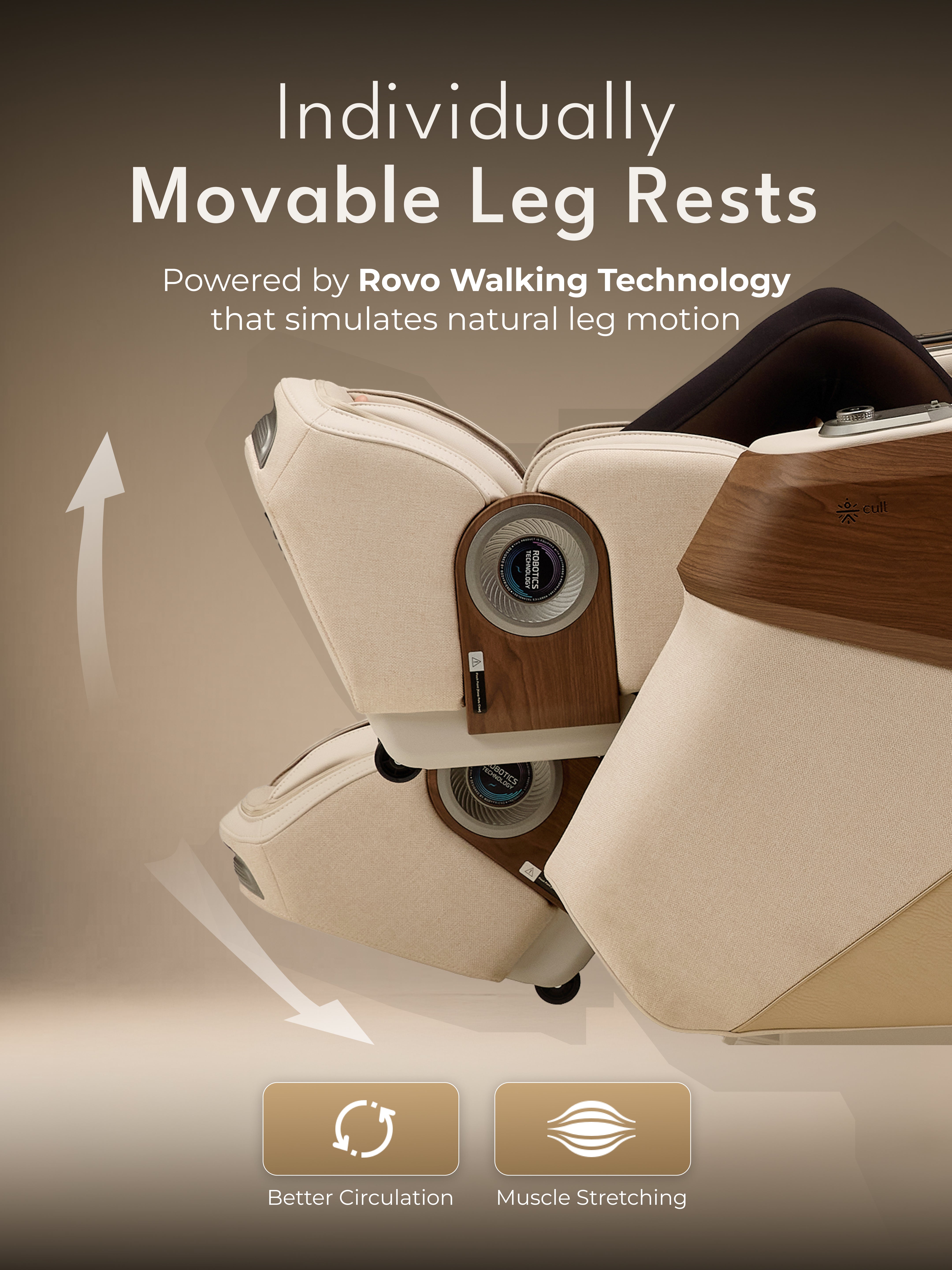 CULT Riviera Advanced 4D Massage Chair with Rovo Walking Technology | Extended SL Track | Zero Gravity | 23 Auto Modes | 6 Massage Techniques | Back & Leg Heating