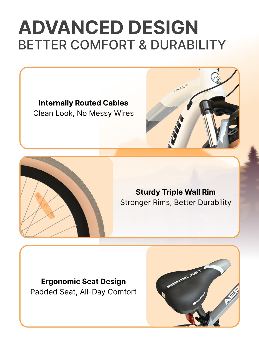 Aeroblast Mountain Bike Alloy Frame 21 Speed Cycle 27.5 inch With Front Suspension, Triple Wall Rim and Dual Disc Brakes, Ideal For 5.2 ft to 6 ft, 15+ Years, Unisex (WhiteGrey)