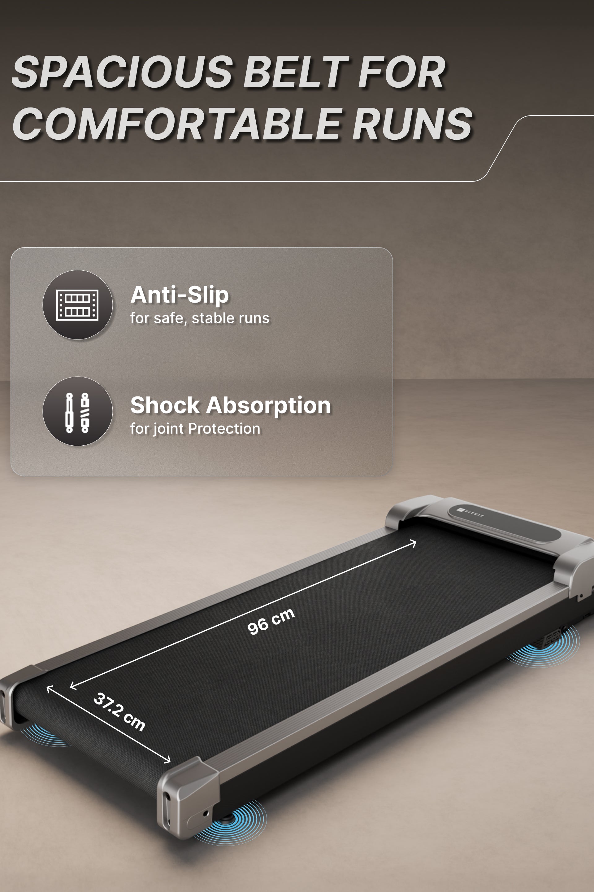 Fitkit by Cult Walking Pad Neo Silver (BLDC 3.5HP Peak Power) Compact & Under Desk BLDC Motor Treadmill | Max Weight: 120kg | Home use with Remote Control (with 6 Months Extended Warranty)