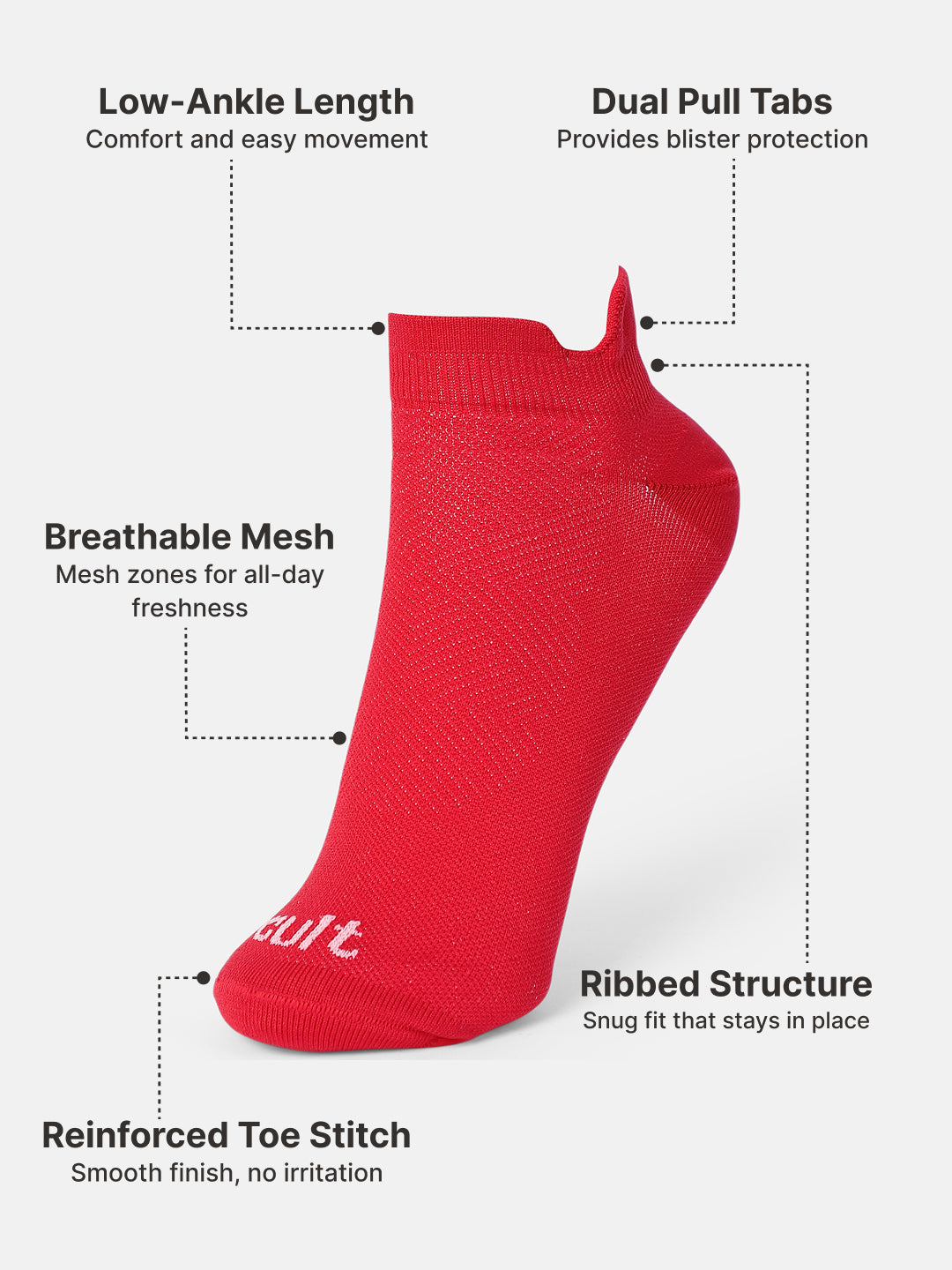 Sports Low Ankle Length Pack of 3 Blue,Black & Red Solid Women's Socks