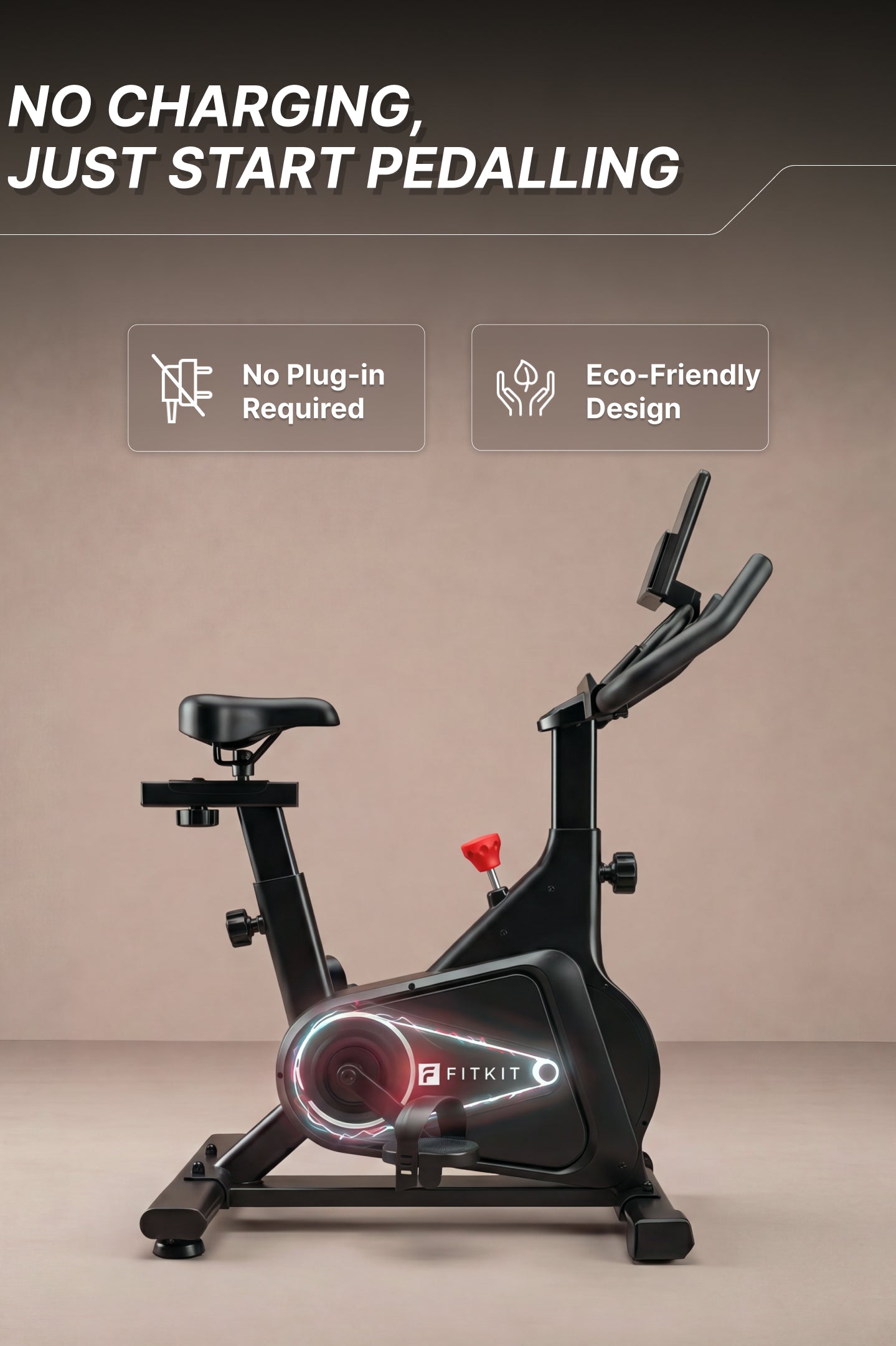 Fitkit by Cult FK8002 Spin Bike with 8Kg Flywheel, LCD display, Adjustable Brake Pad Resistance with Belt Drive System for Fitness at Home Workouts | Max Weight : 140 kg (Black)