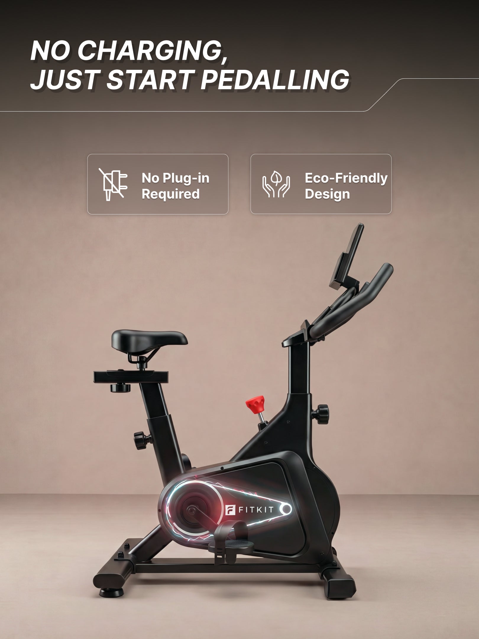 Fitkit by Cult FK8002 Spin Bike with 8Kg Flywheel, LCD display, Adjustable Brake Pad Resistance with Belt Drive System for Fitness at Home Workouts | Max Weight : 140 kg (Black)