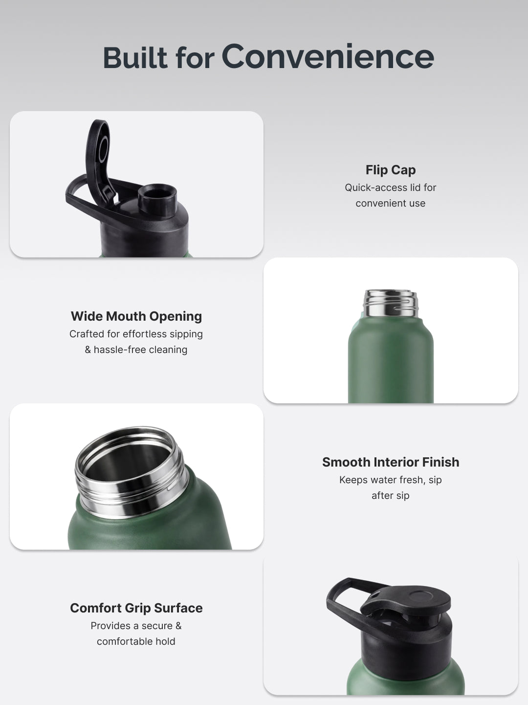 cult Steel Bottle 1Ltr With Sports Cap Green