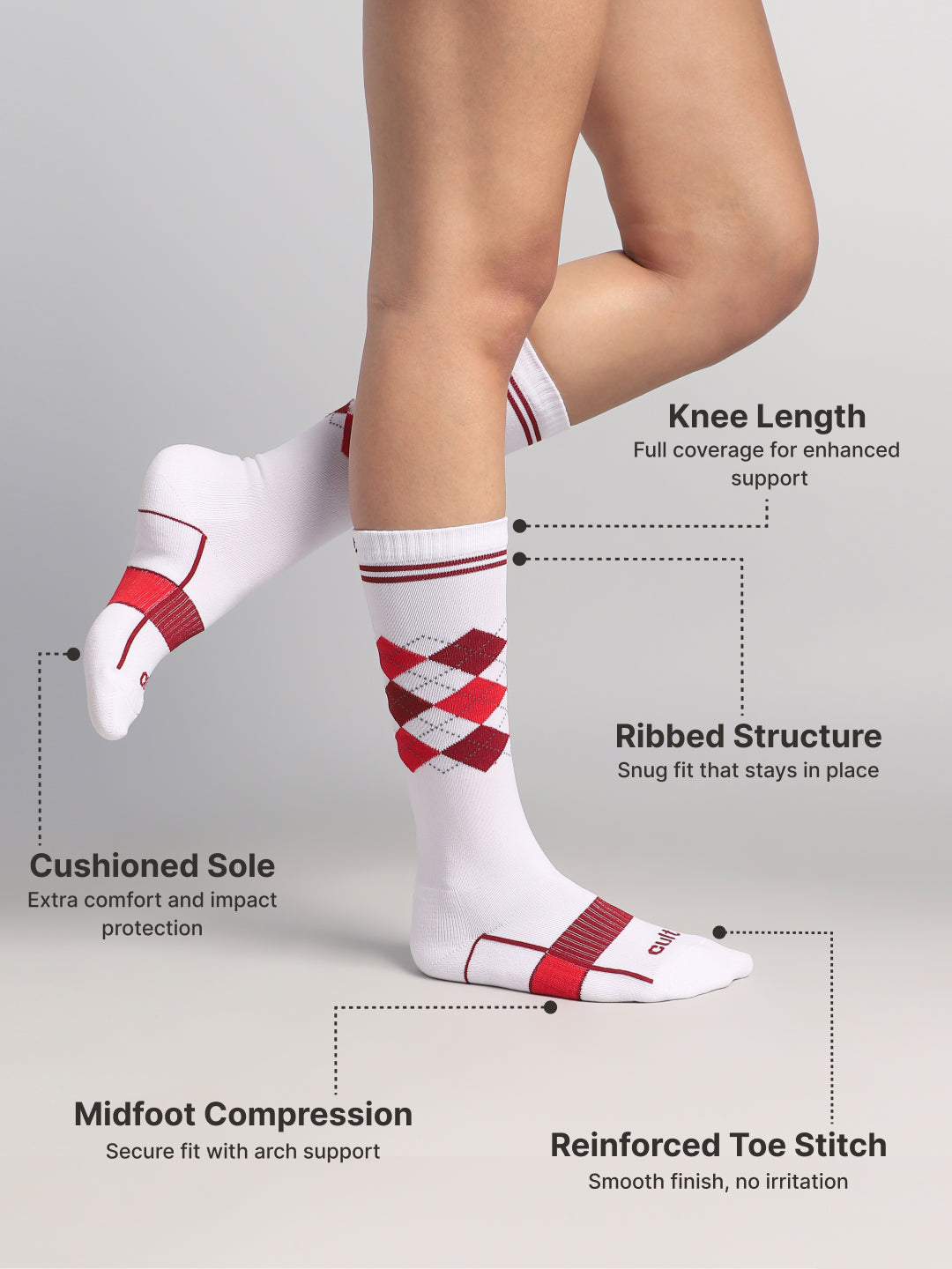 Cult Football/Soccer Patterned Men's Terry Cotton Socks Pack of 2-White & Maroon