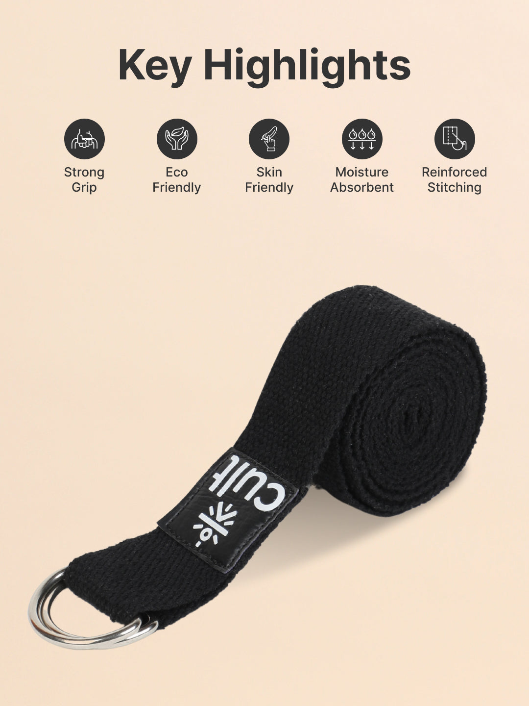 TPE 6mm Yoga Mat Black with Carry bag & Yoga Wheel Grey & Yoga Belt Black