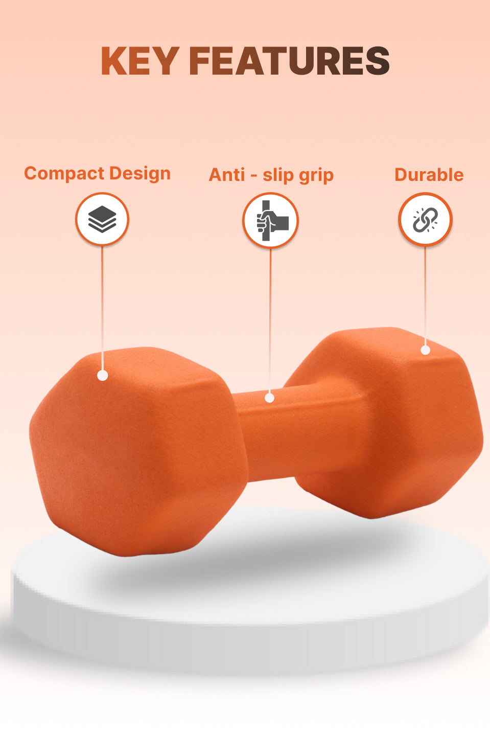Cult 3KGx2 Neoprene Dumbbells For Home & Gym Exercises (Orange)