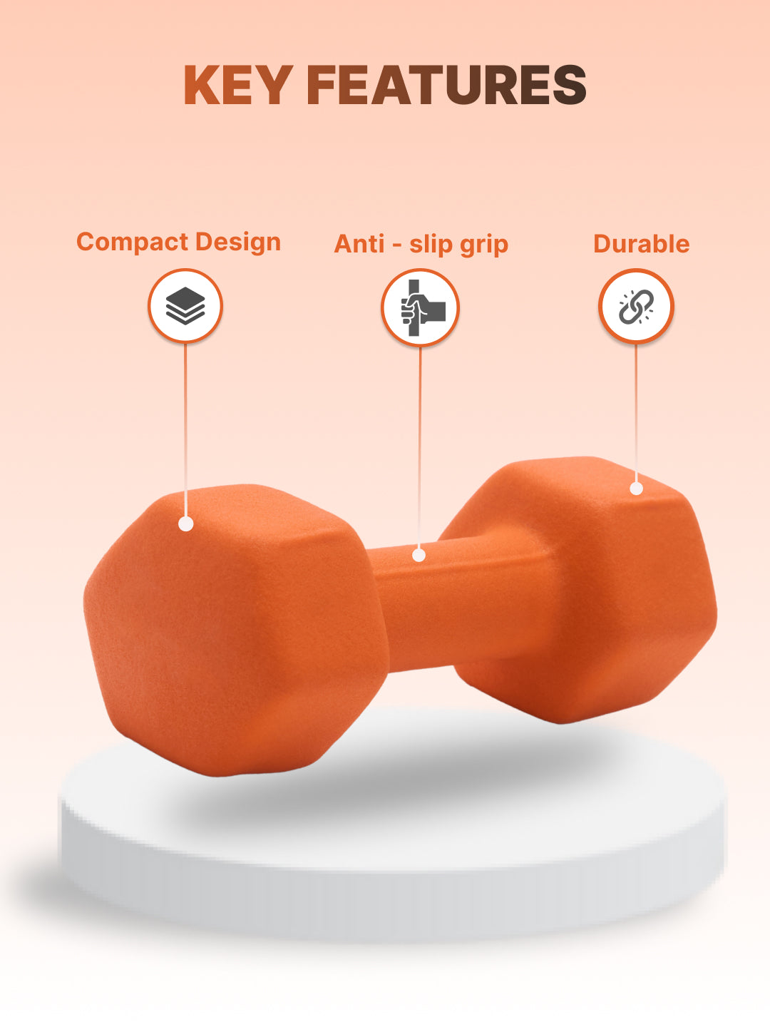 Cult 3KGx2 Neoprene Dumbbells For Home & Gym Exercises (Orange)