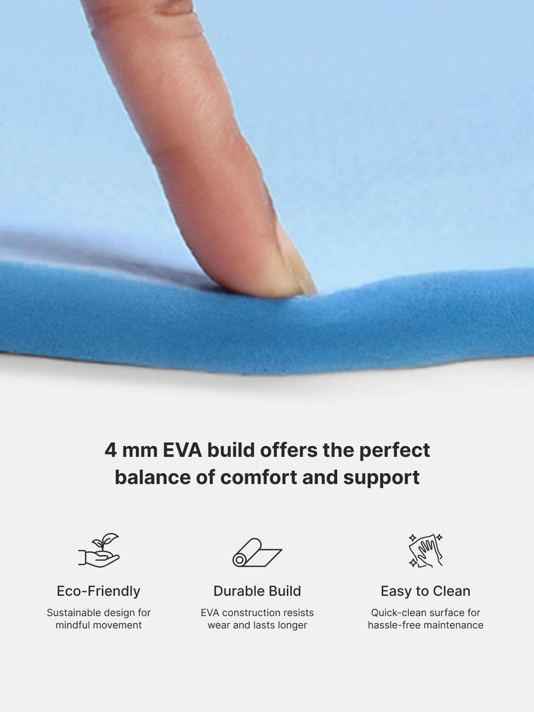 Cult Yoga Mat 4mm EVA with Carry Strap Lightweight, Non-Slip, Cushioned & Sweat-Resistant Exercise Mat Eco-Friendly Workout Mat for Yoga, Pilates, Meditation & Home Gym Blue